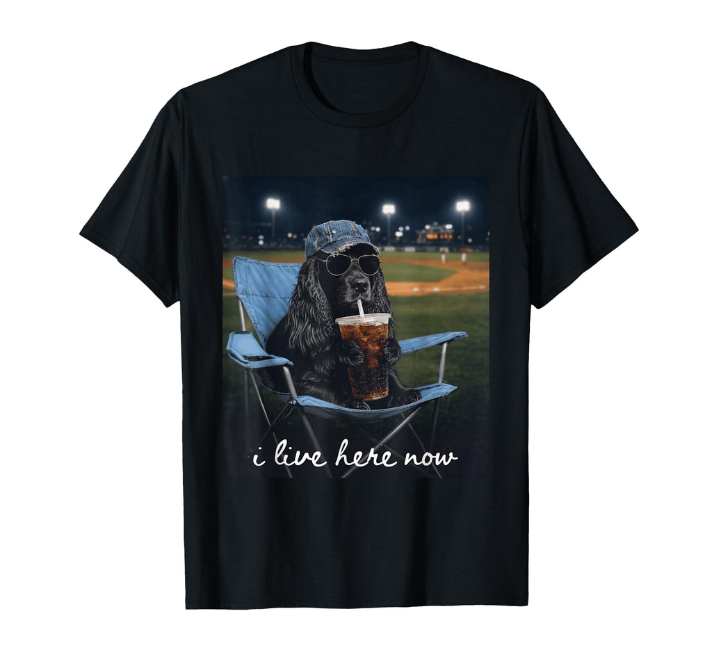 Funny Cocker Spaniel Baseball Mom I Live T-Shirt - Custom Art Print Unisex - T-Shirt, Sweatshirt, Hoodie