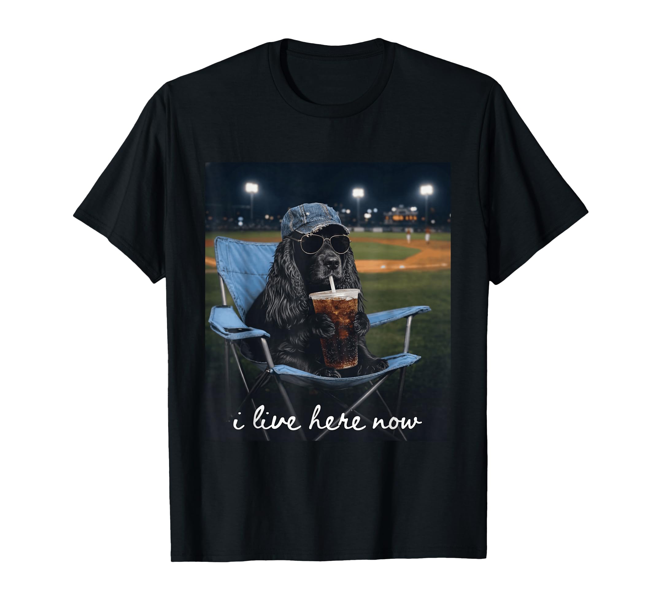 Funny Cocker Spaniel Baseball Mom I Live T-Shirt - Custom Art Print Unisex - T-Shirt, Sweatshirt, Hoodie