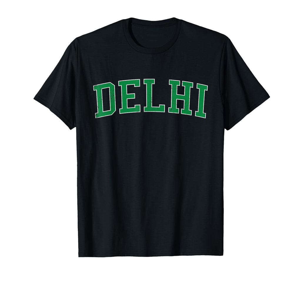 Delhi Ca Distressed Green Varsity T-Shirt - Minimalist Print for Adults - T-Shirt, Sweatshirt, Hoodie
