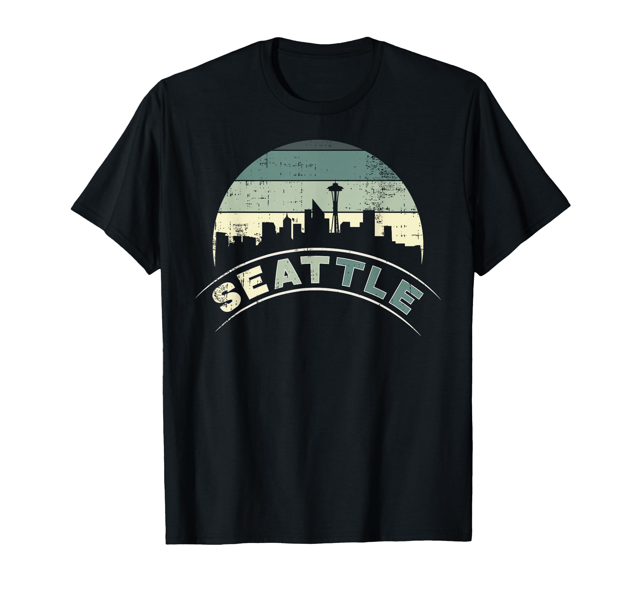 Grunge Seattle Skyline Distressed T-Shirt - Aesthetic Graphic for Adults - T-Shirt, Sweatshirt, Hoodie