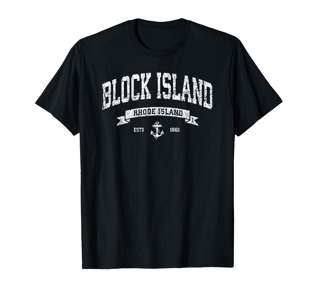 Block Island Rhode Island Distressed 401 T-Shirt - Custom Art Print Unisex - T-Shirt, Sweatshirt, Hoodie