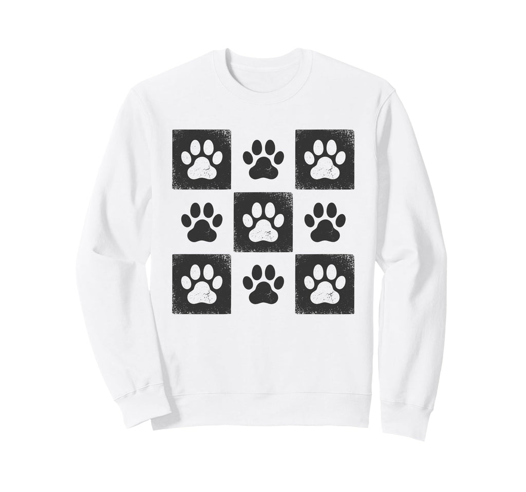 Pet Cat Paw Checkered Cat Sweatshirt - Casual Everyday Wear for Adults - T-Shirt, Sweatshirt, Hoodie