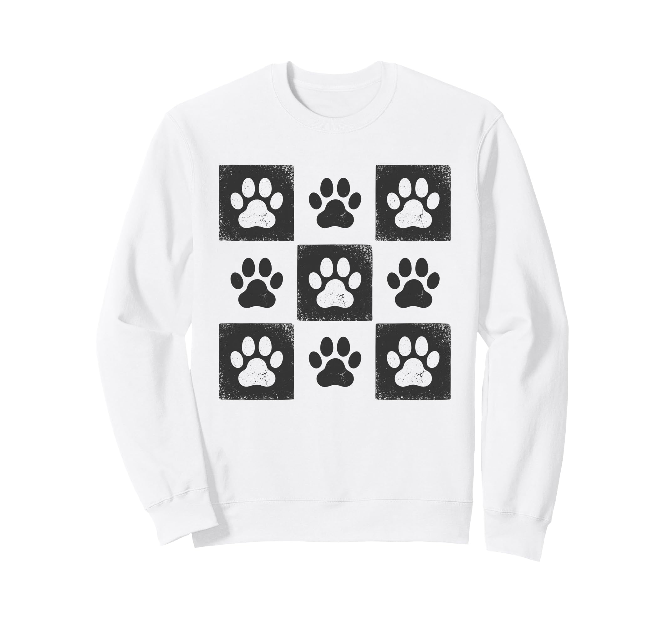 Pet Cat Paw Checkered Cat Sweatshirt - Casual Everyday Wear for Adults - T-Shirt, Sweatshirt, Hoodie