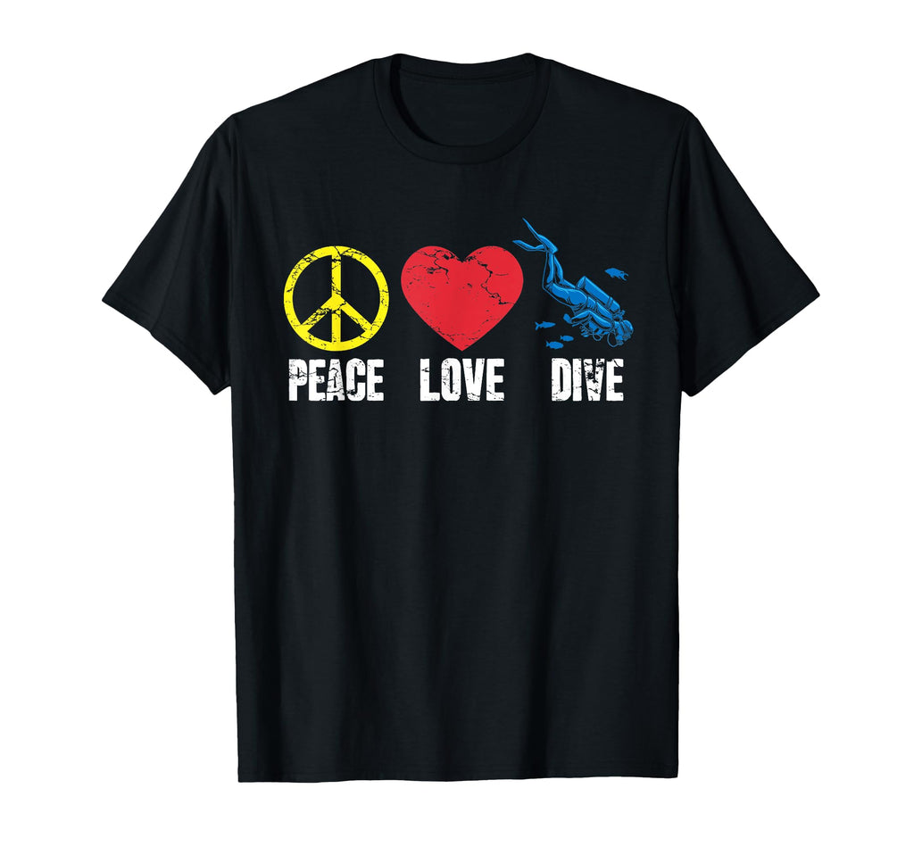 Funny Scuba Diving Diver Gift Peace Love T-Shirt - Streetwear Style Unisex - T-Shirt, Sweatshirt, Hoodie