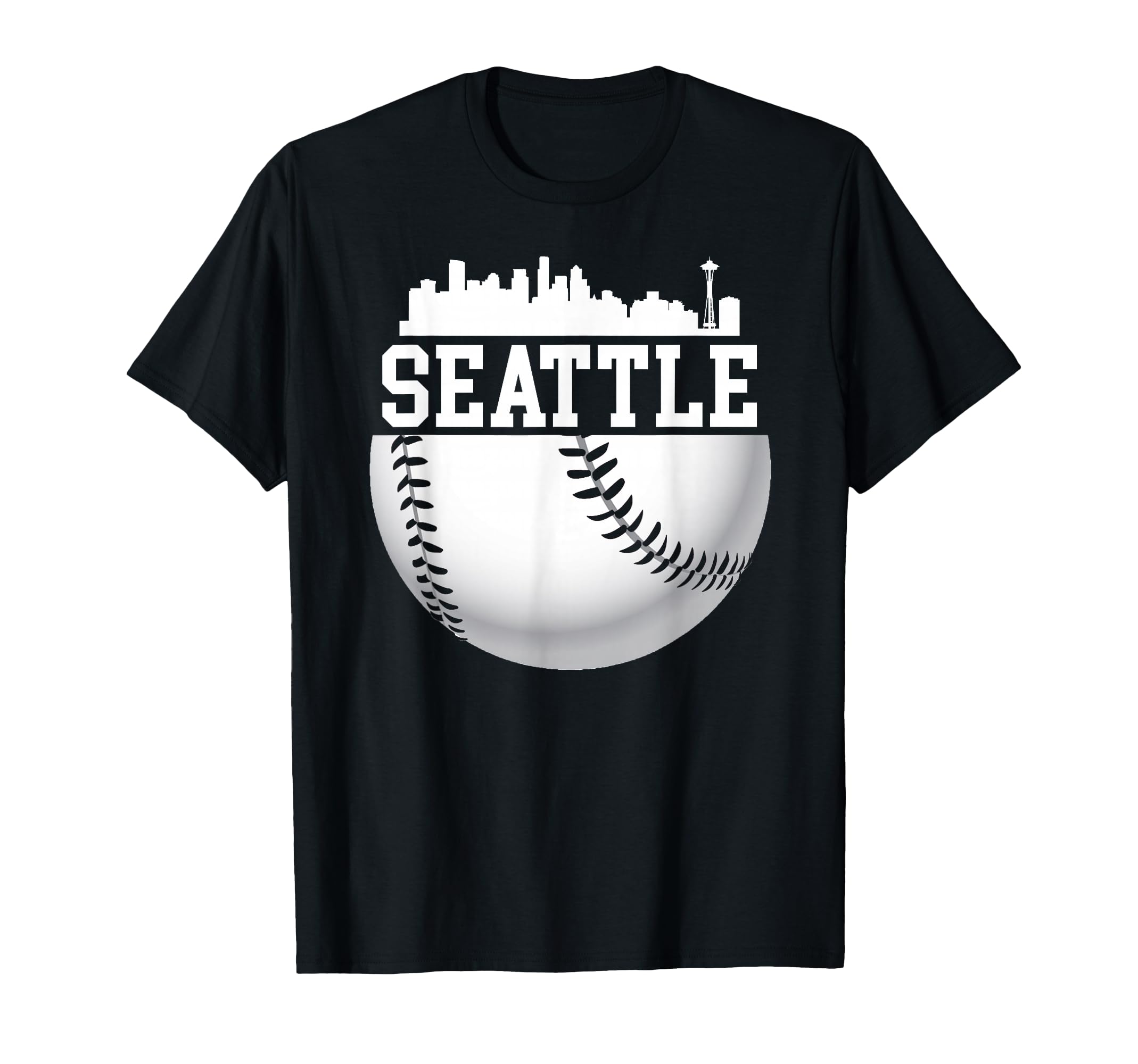 Downtown Seattle Baseball Washington T-Shirt - Custom Art Print Unisex - T-Shirt, Sweatshirt, Hoodie