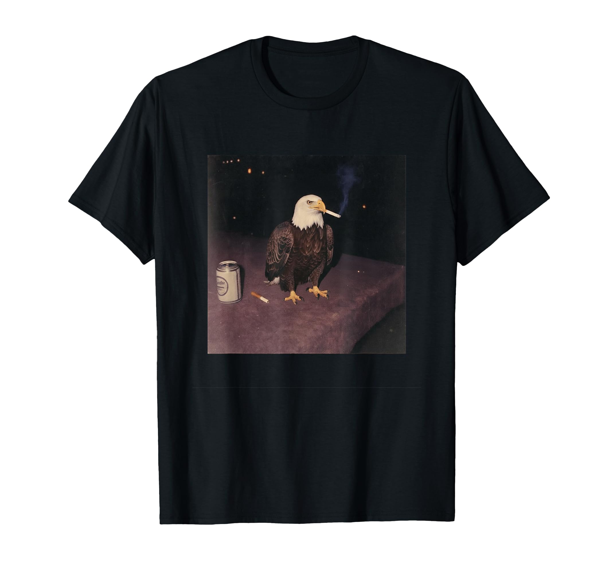 Funny Smoking Bald Eagle Cigarette Beer T-Shirt - Custom Art Print Unisex - T-Shirt, Sweatshirt, Hoodie