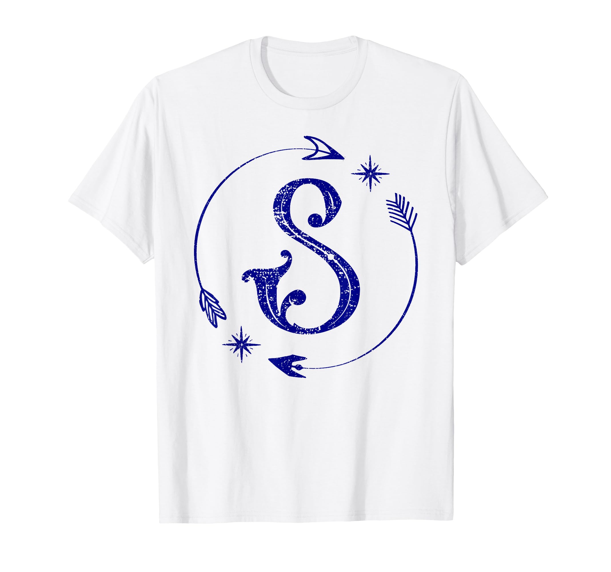 Initial S Monogram Boho Name Letter S T-Shirt - Minimalist Print for Adults - T-Shirt, Sweatshirt, Hoodie