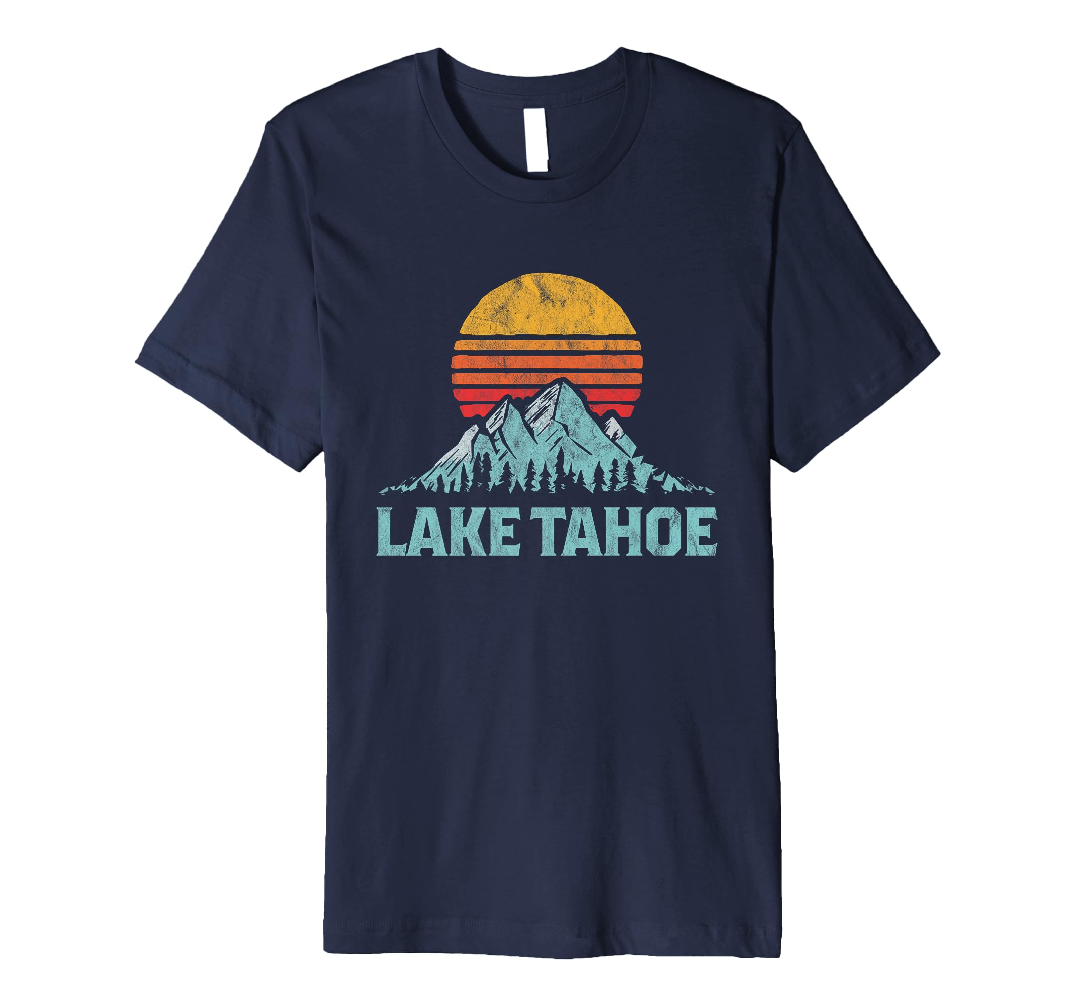 Lake Tahoe Distressed Mountains Skis T-Shirt - Trendy Graphic for Adults - T-Shirt, Sweatshirt, Hoodie