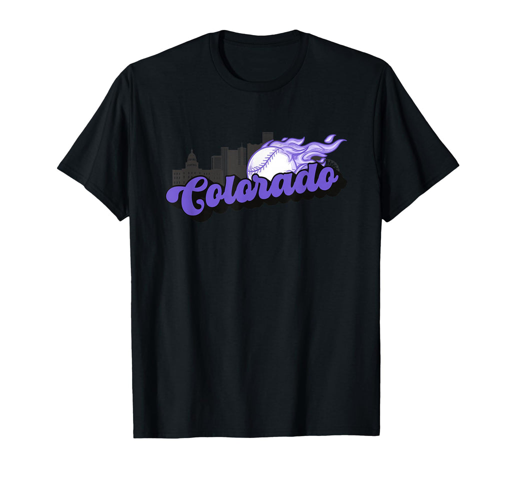 Colorado Baseball City Skyline T-Shirt - Casual Everyday Wear Men Women - T-Shirt, Sweatshirt, Hoodie