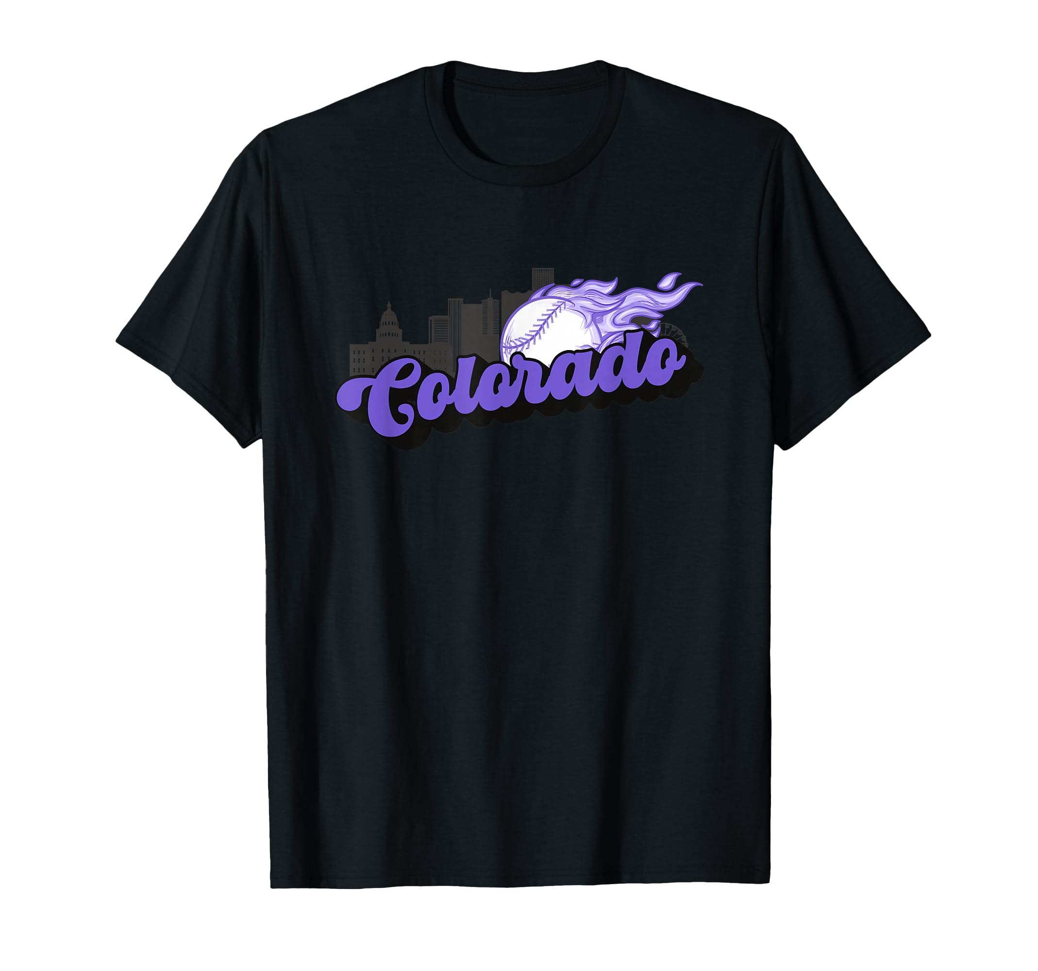 Colorado Baseball City Skyline T-Shirt - Casual Everyday Wear Men Women - T-Shirt, Sweatshirt, Hoodie
