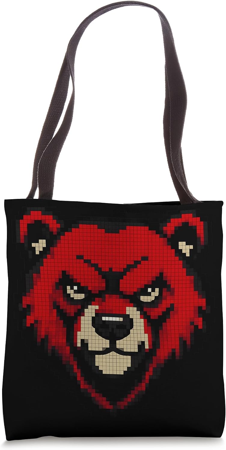 Pixel Bear Face Retro Art Animal Design - Adult & Kids T-Shirts, Sweatshirts & Hoodies apparel design preview 1