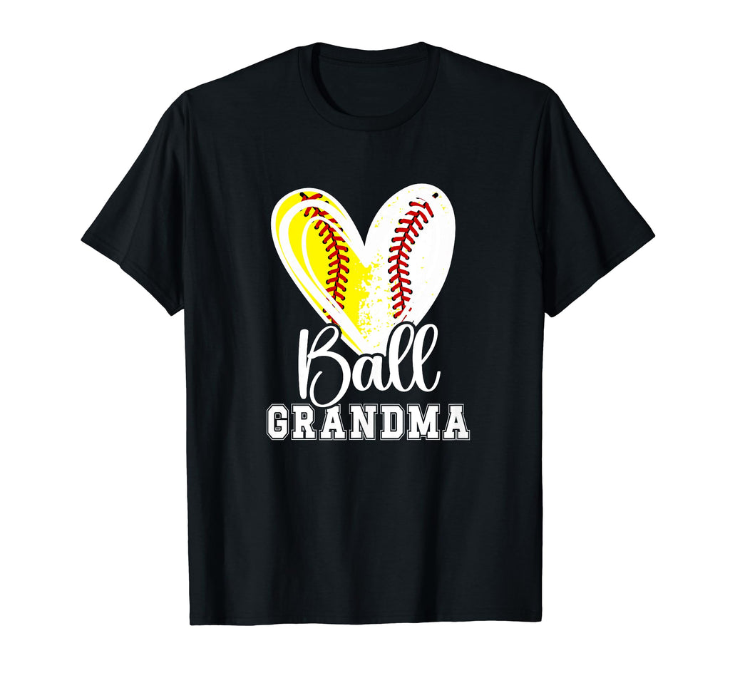 Ball Grandma Heart Baseball Softball T-Shirt - Unique Graphic Men Women - T-Shirt, Sweatshirt, Hoodie