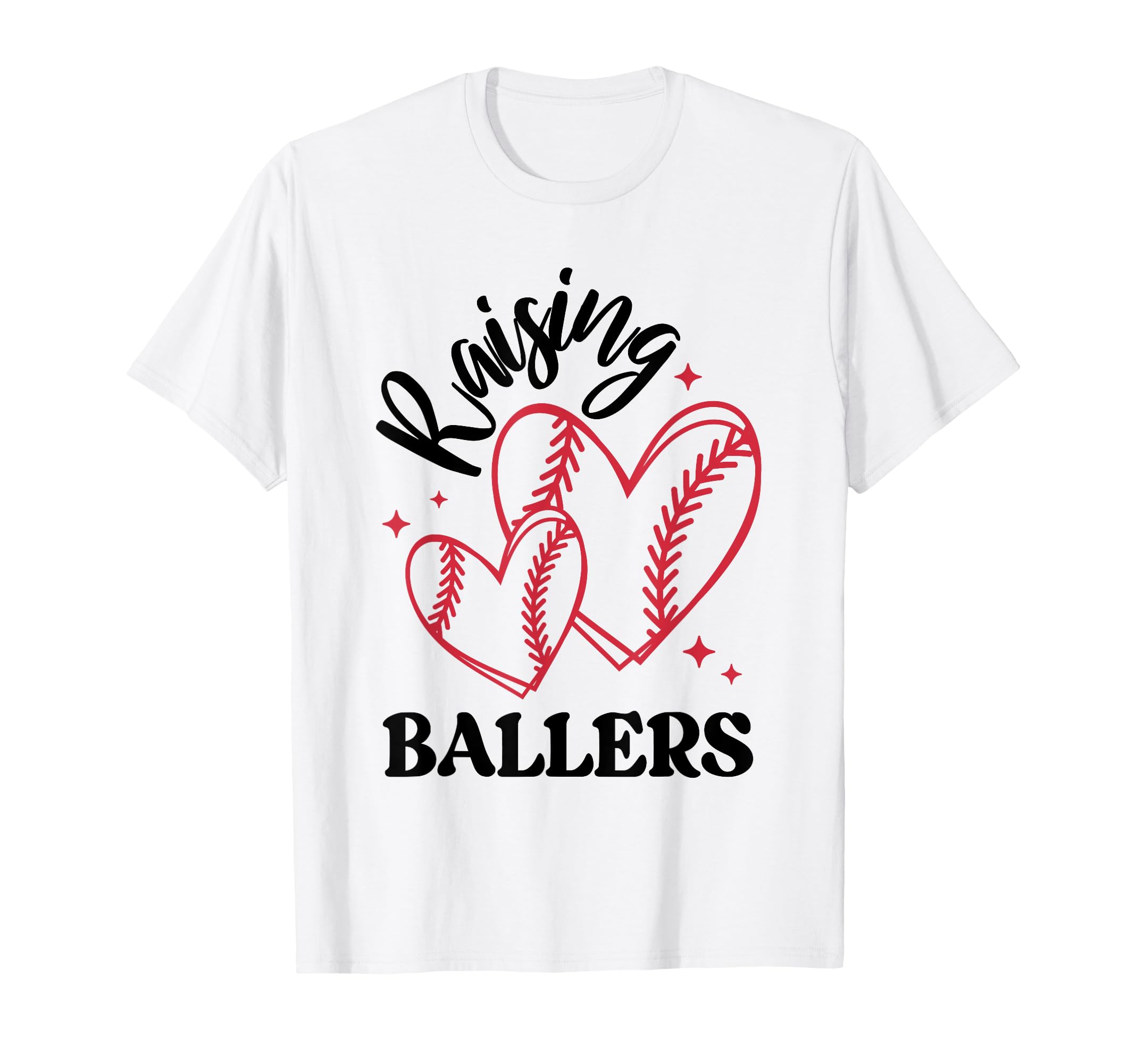 Raising Ballers American Baseball Mom T-Shirt - Novelty Apparel for Adults - T-Shirt, Sweatshirt, Hoodie