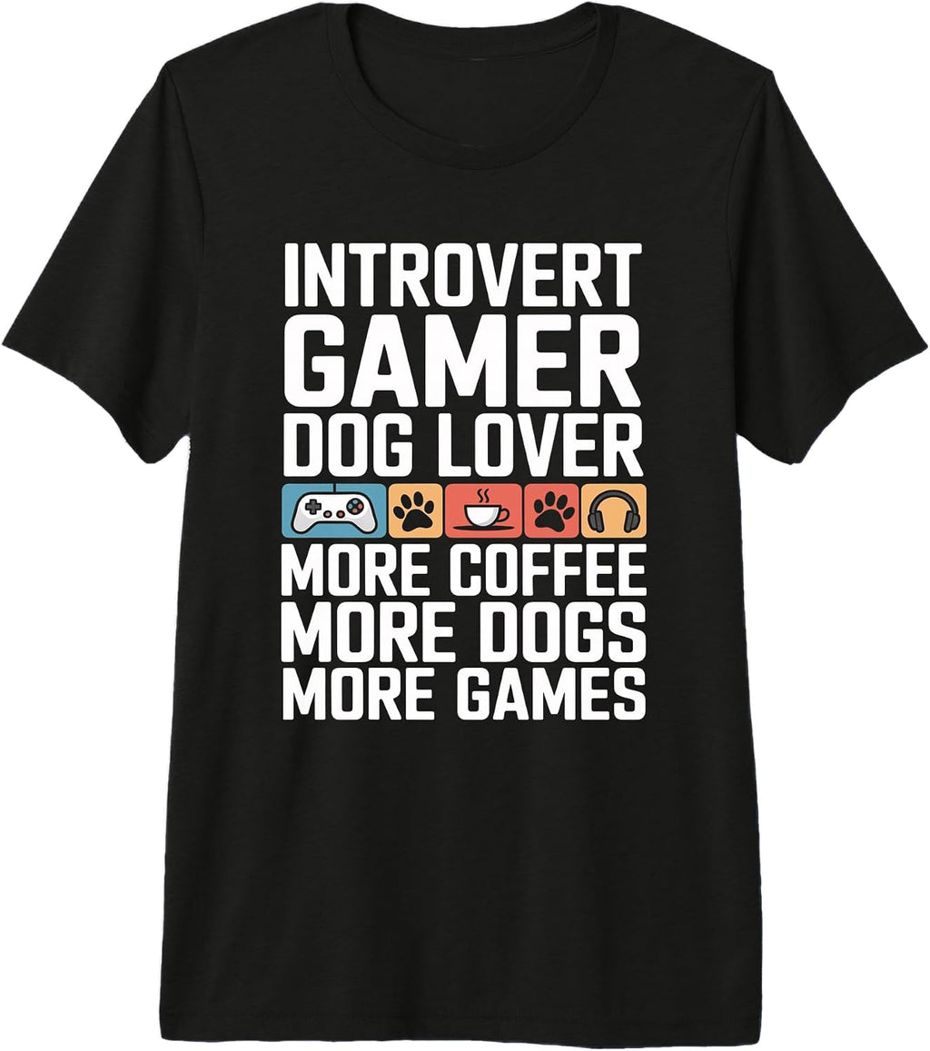 Games Introvert Gaming Dog Lover - Adult & Kids T-Shirts, Sweatshirts & Hoodies apparel design preview 1