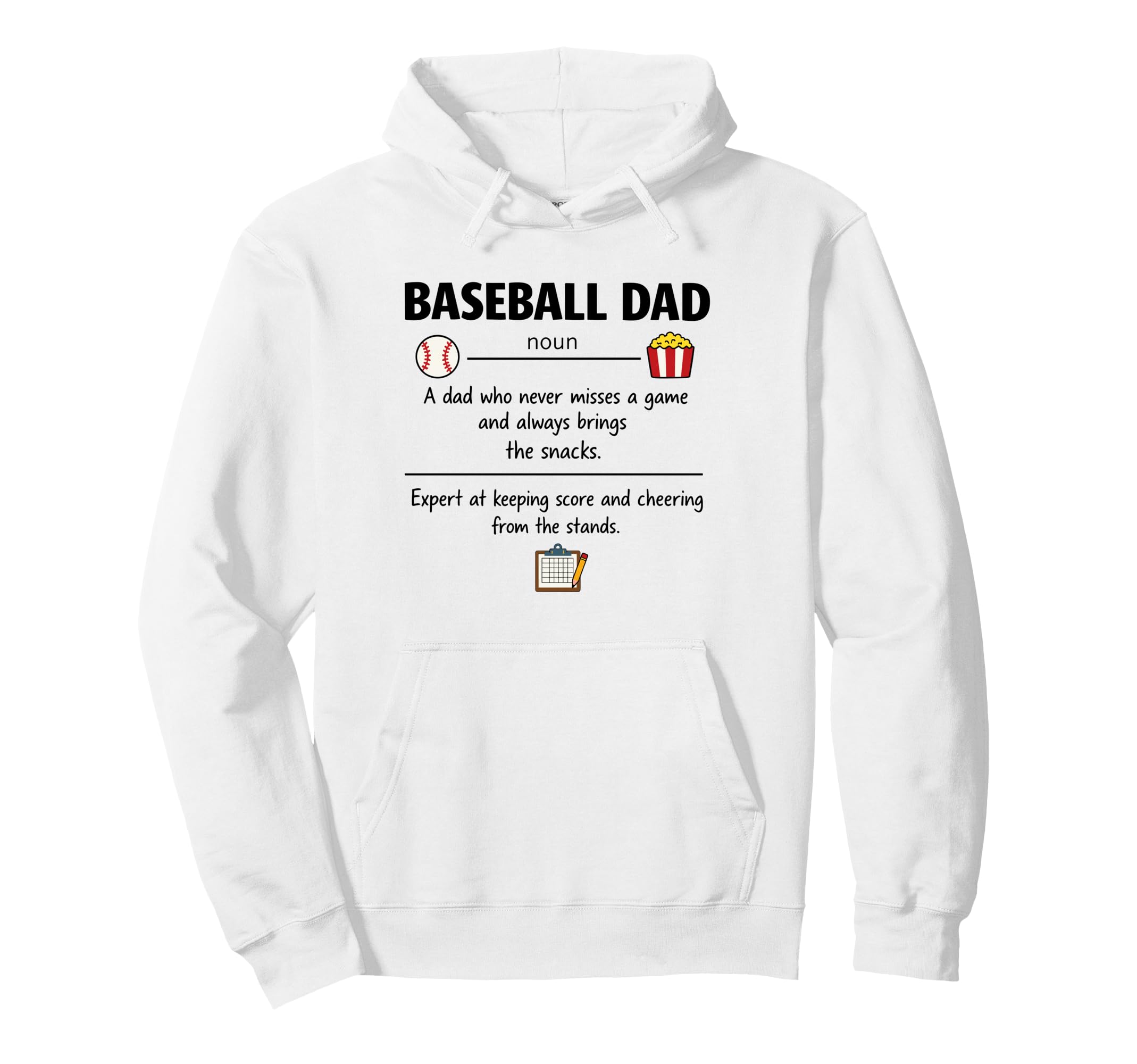 Baseball Dad Definition Gifts Fathers Hoodie - Minimalist Print for Adults - T-Shirt, Sweatshirt, Hoodie