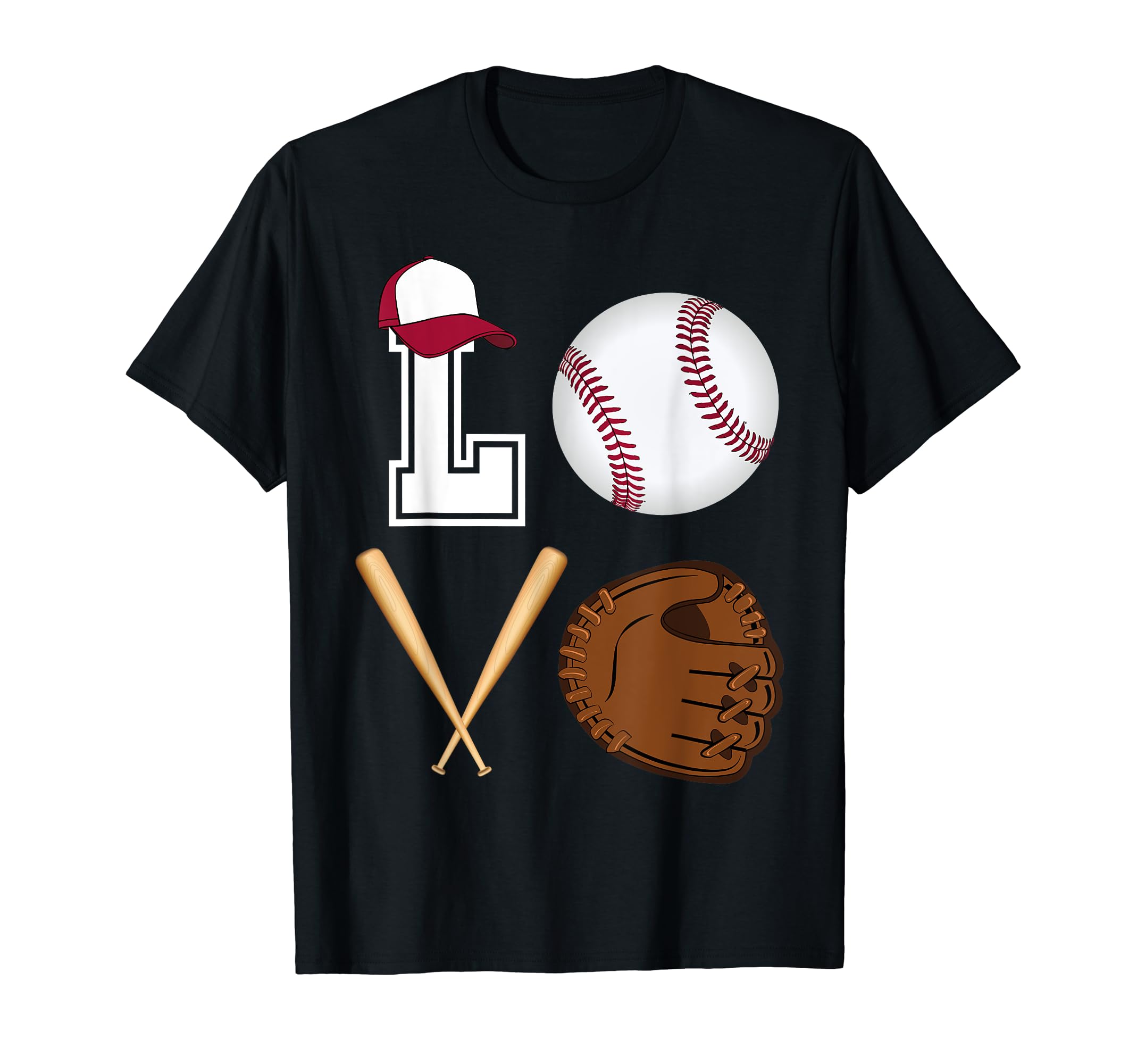I Love Baseball Valentines Glove T-Shirt - Fun Novelty Design Men Women - T-Shirt, Sweatshirt, Hoodie