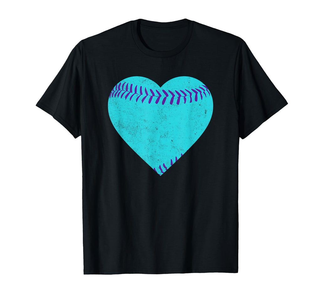 Teal And Purple Baseball Heart T-Shirt - Fun Novelty Design Unisex - T-Shirt, Sweatshirt, Hoodie
