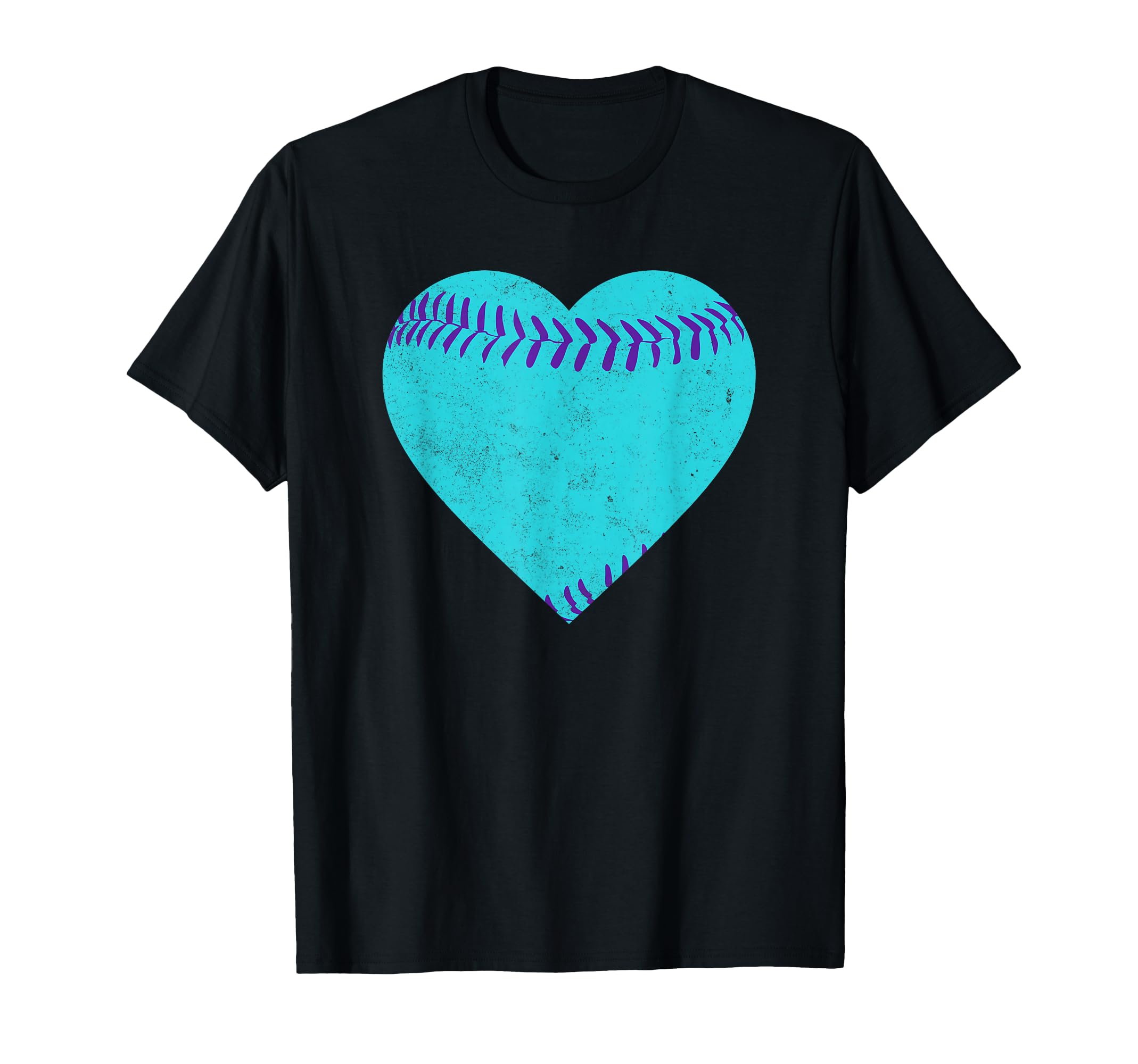 Teal And Purple Baseball Heart T-Shirt - Fun Novelty Design Unisex - T-Shirt, Sweatshirt, Hoodie