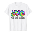 Peace Love Volleyball Player Coach Tie T-Shirt - Aesthetic Graphic Unisex - T-Shirt, Sweatshirt, Hoodie