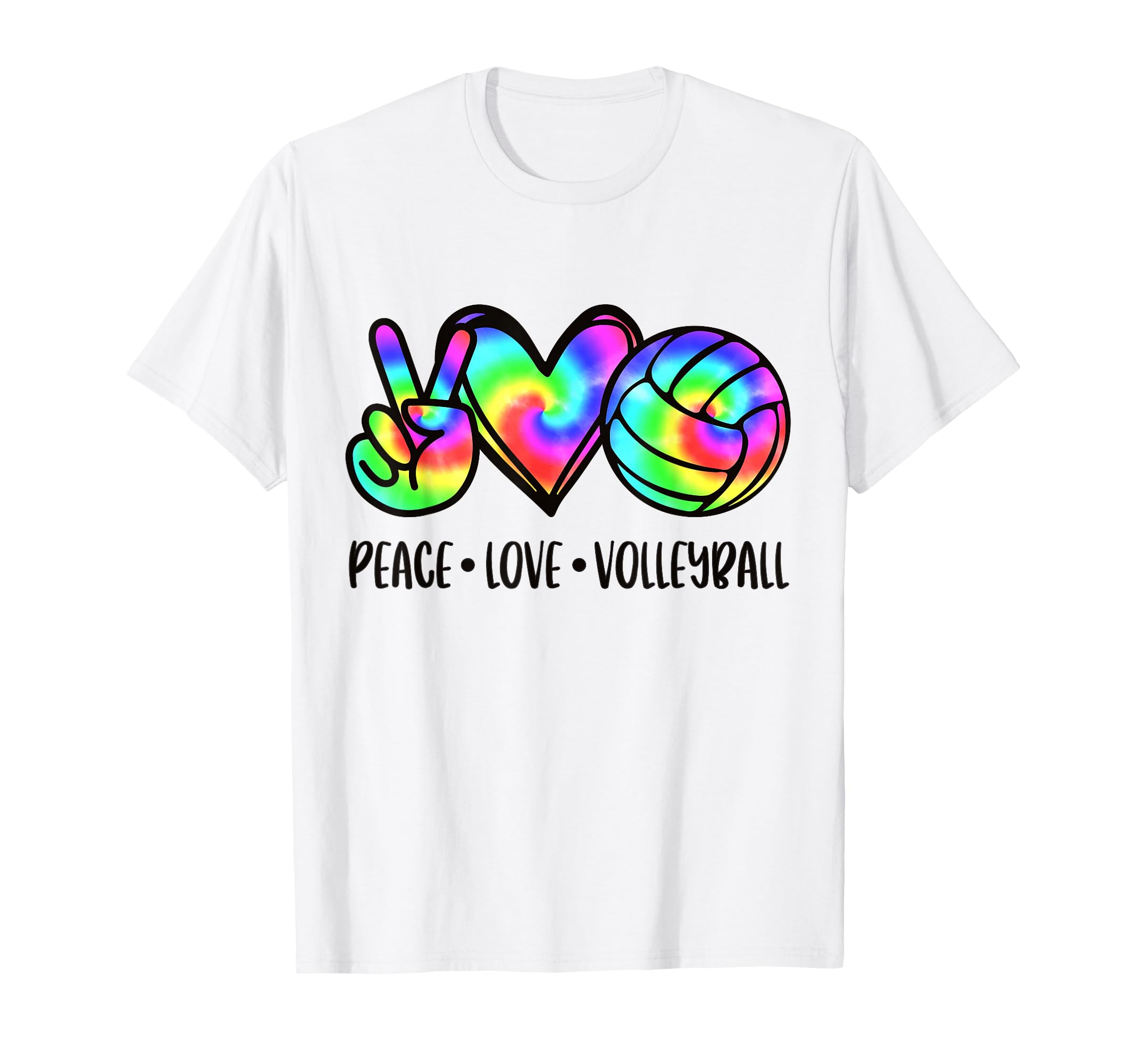 Peace Love Volleyball Player Coach Tie T-Shirt - Aesthetic Graphic Unisex - T-Shirt, Sweatshirt, Hoodie