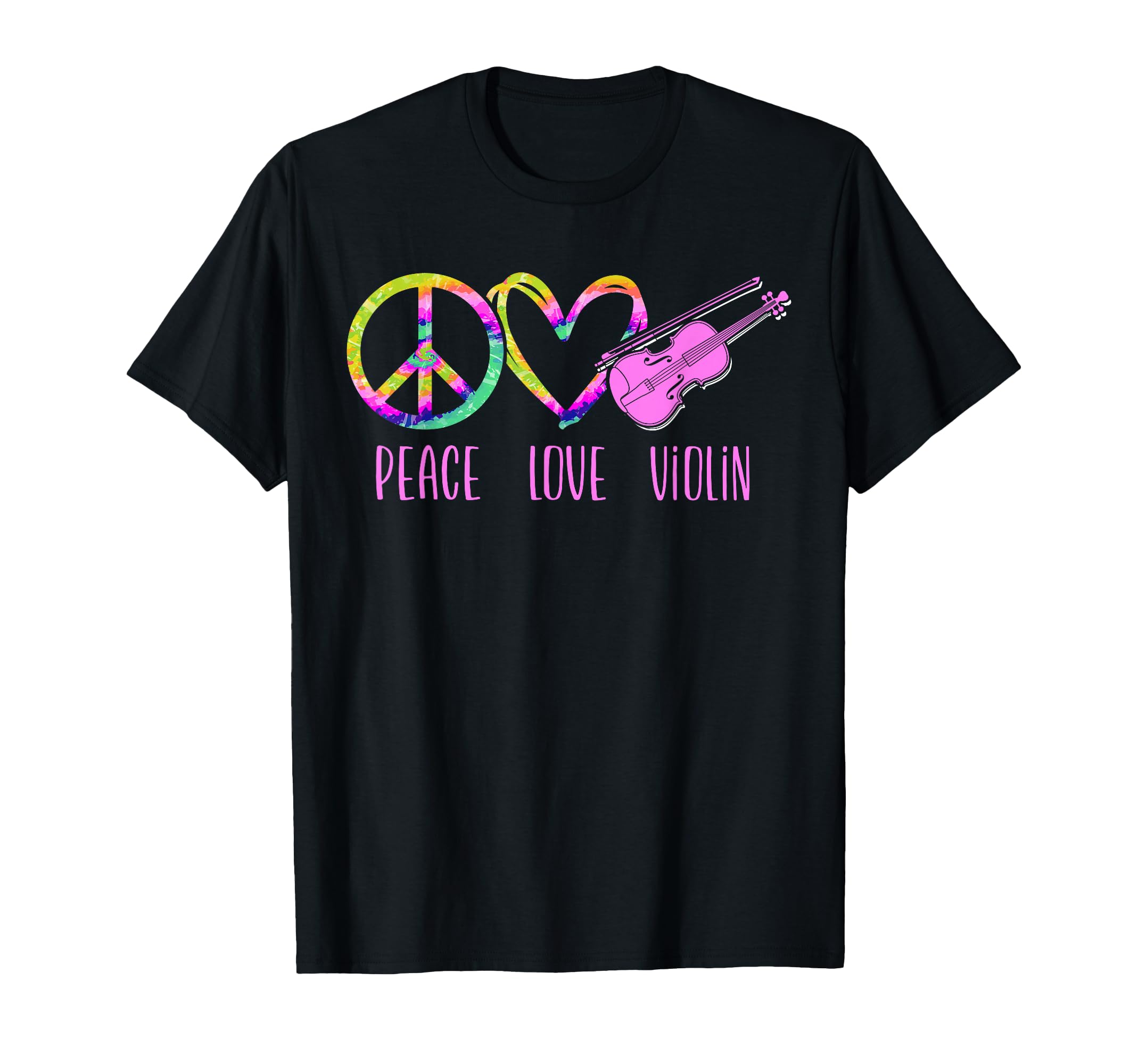 Violin Violinist Tie Dye Peace Love T-Shirt - Minimalist Print for Adults - T-Shirt, Sweatshirt, Hoodie