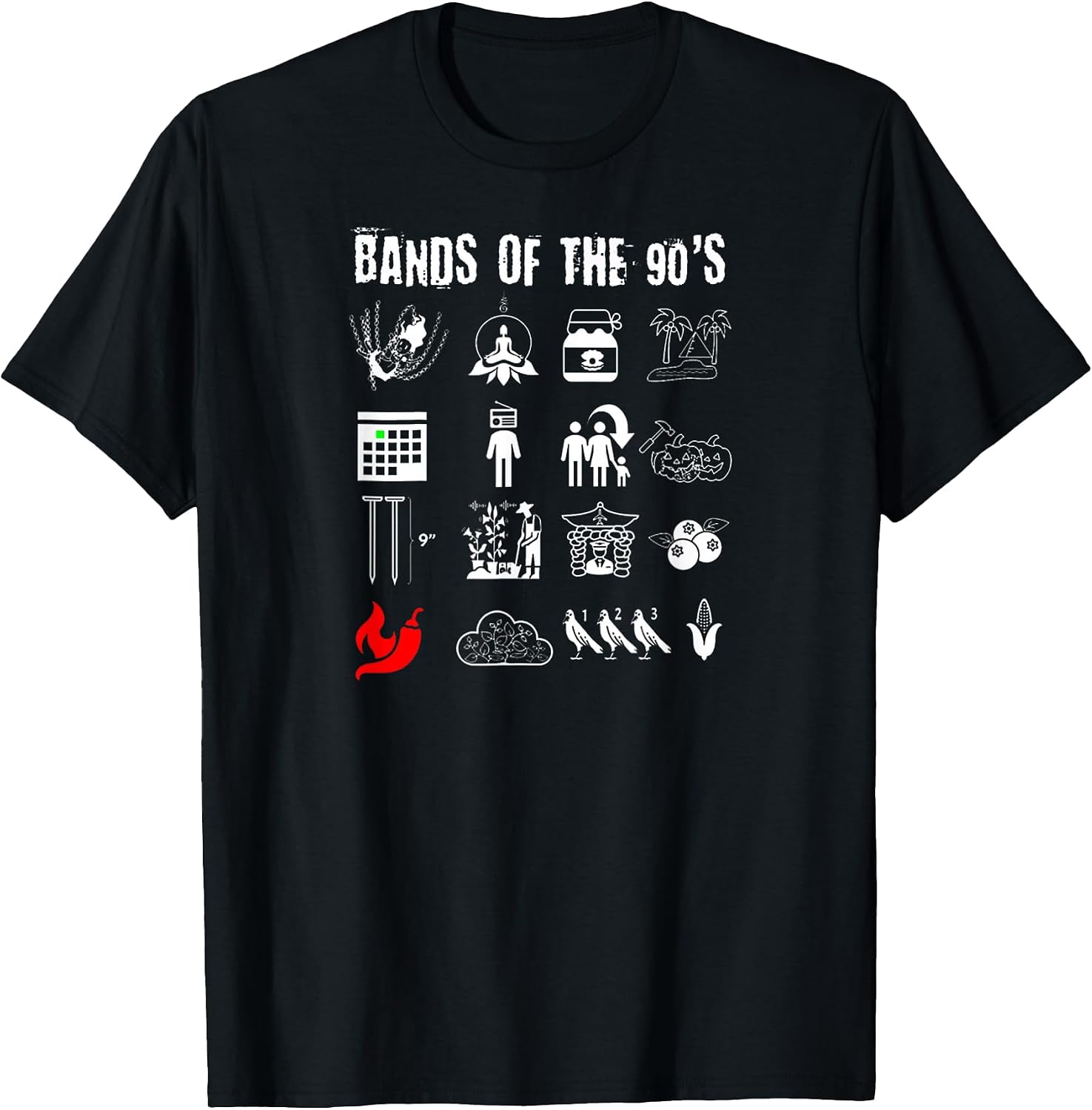 Funny Retro Popular Music Rock Bands Of The 90s - Adult & Kids T-Shirts, Sweatshirts & Hoodies apparel design preview 1
