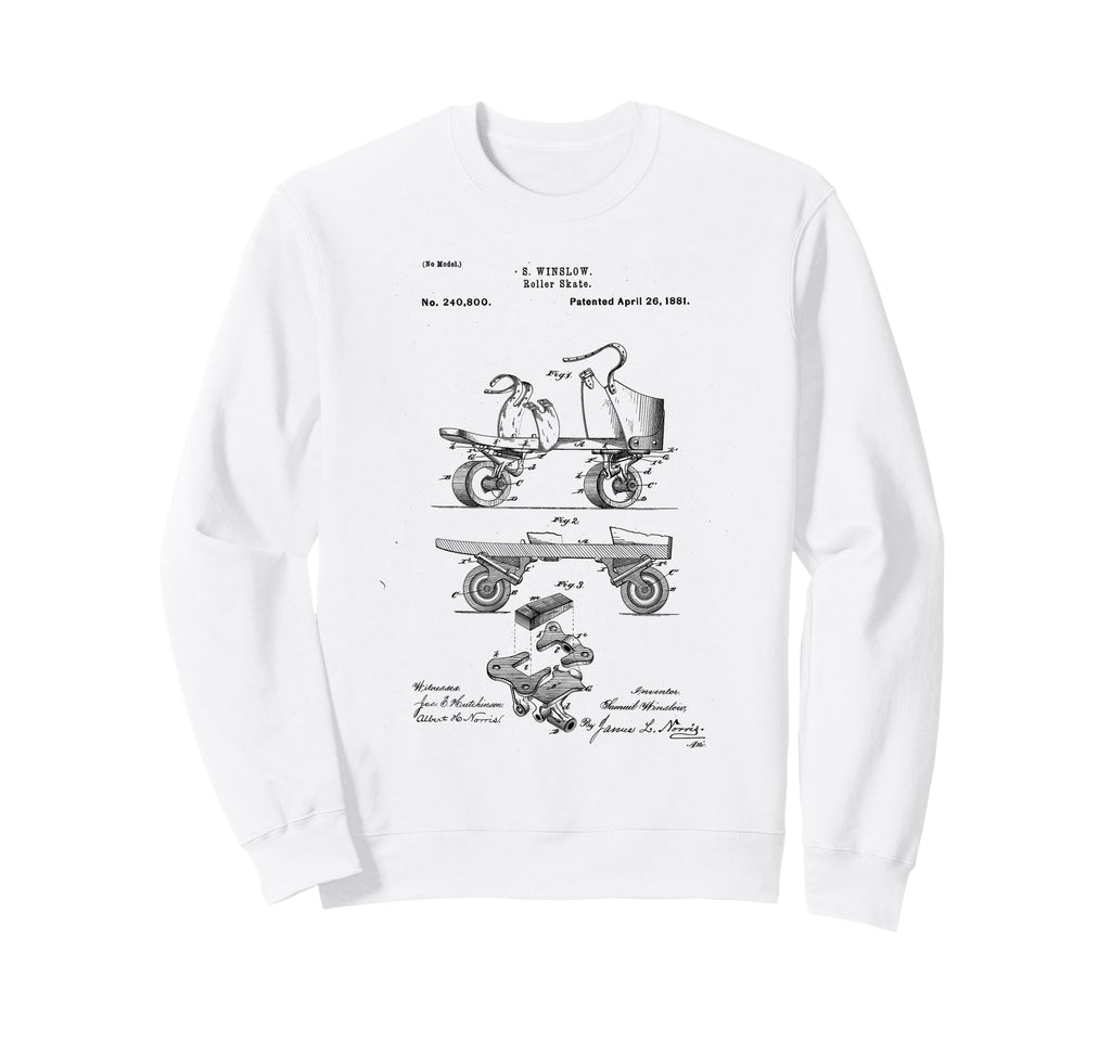 Roller Skate Patent Blueprint Sweatshirt - Fun Novelty Design for Adults - T-Shirt, Sweatshirt, Hoodie