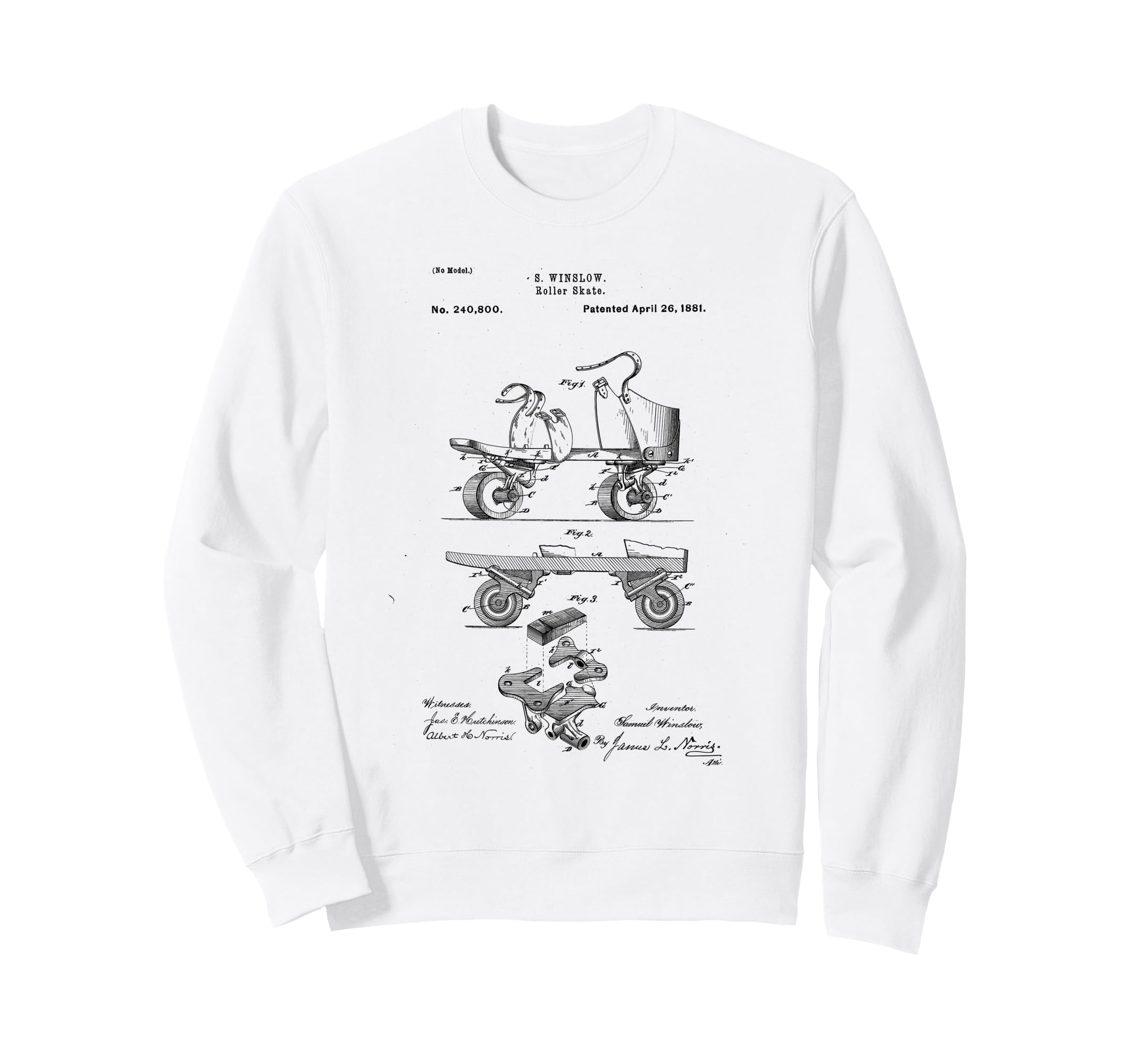 Roller Skate Patent Blueprint Sweatshirt - Fun Novelty Design for Adults - T-Shirt, Sweatshirt, Hoodie