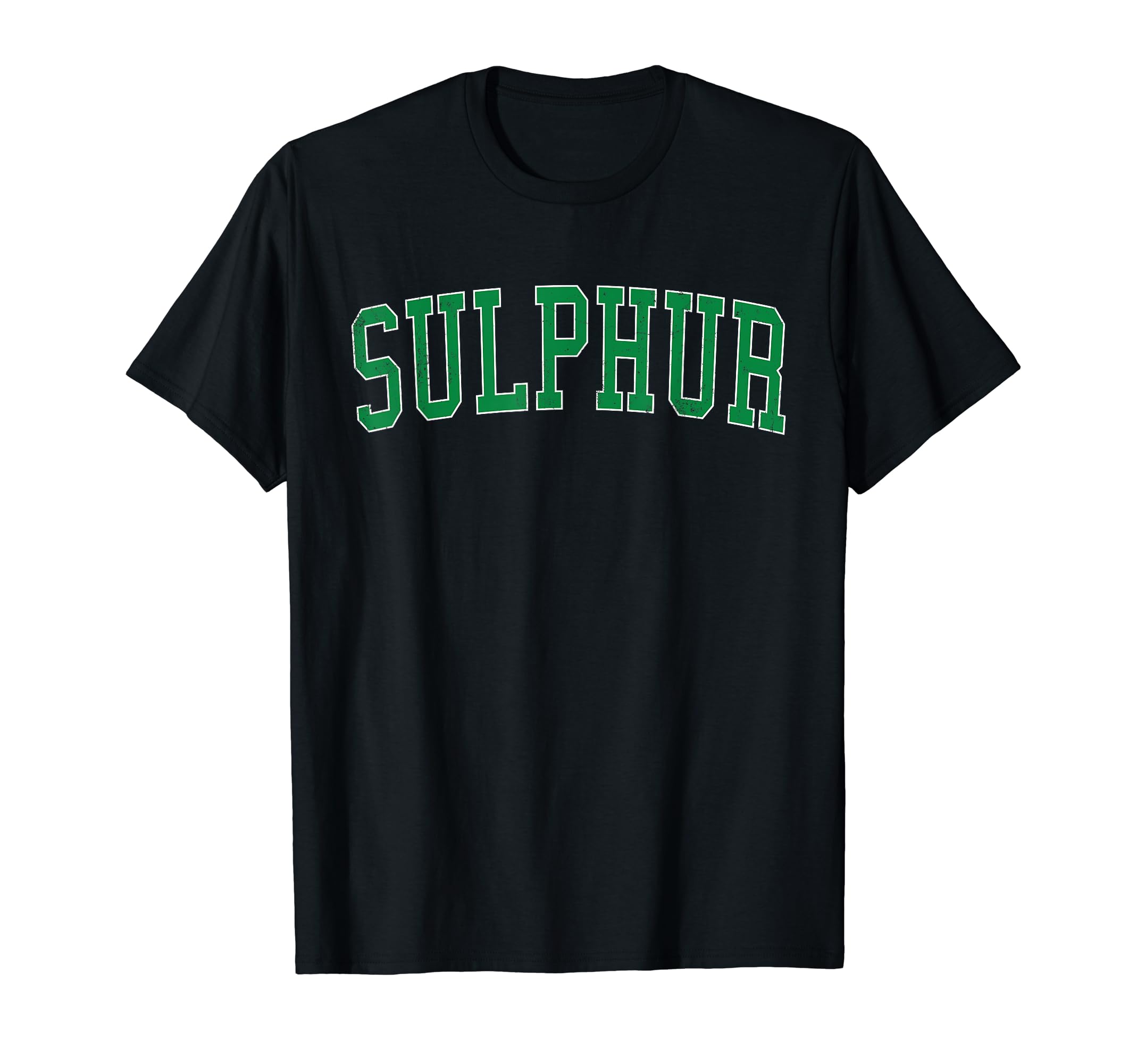 Sulphur La Distressed Green Varsity T-Shirt - Fun Novelty Design Unisex - T-Shirt, Sweatshirt, Hoodie
