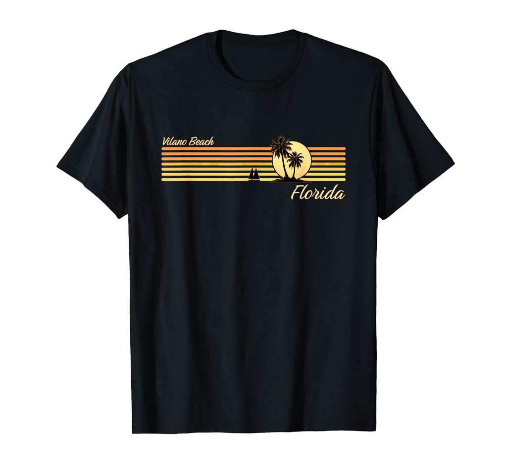 Vilano Beach Florida 80S Palm T-Shirt - Fun Novelty Design for Adults - T-Shirt, Sweatshirt, Hoodie