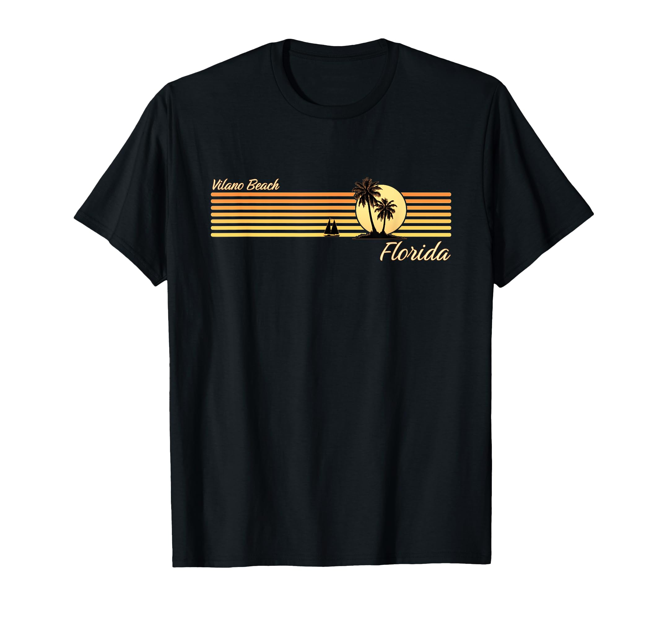 Vilano Beach Florida 80S Palm T-Shirt - Fun Novelty Design for Adults - T-Shirt, Sweatshirt, Hoodie
