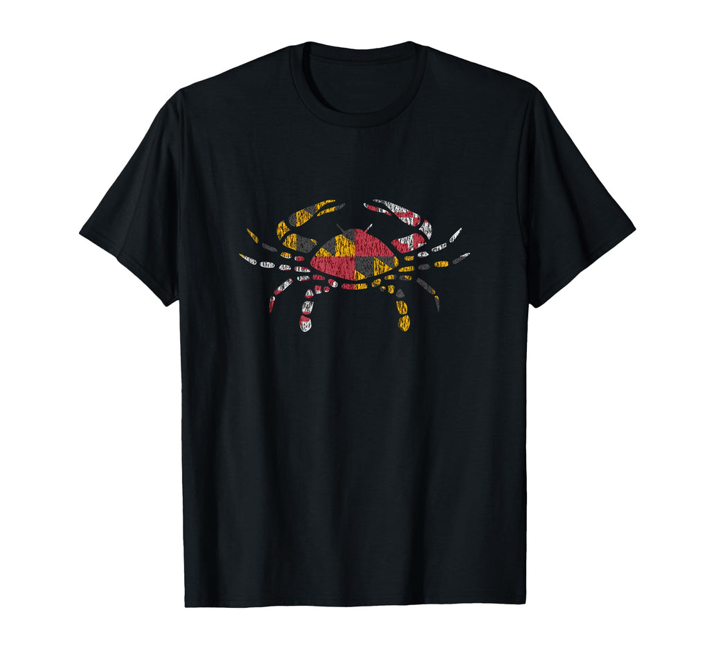 Maryland Flag Blue Crab Distressed T-Shirt - Novelty Apparel Men Women - T-Shirt, Sweatshirt, Hoodie
