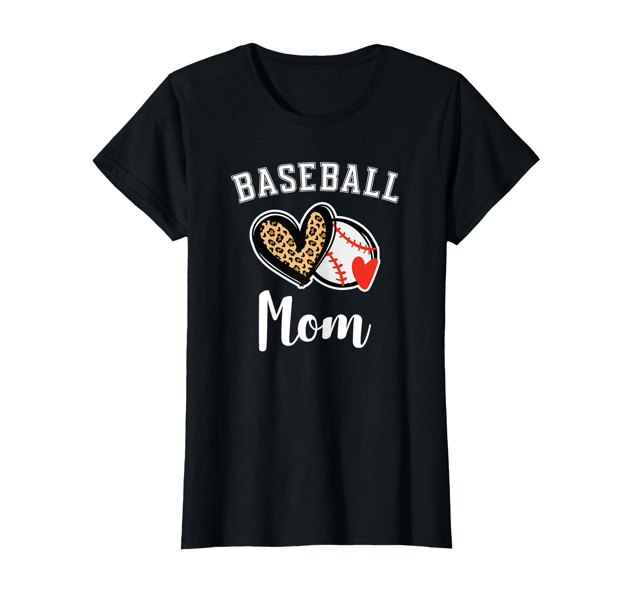 Baseball Mom Leopard Heart T-Shirt - Trendy Graphic Men Women - T-Shirt, Sweatshirt, Hoodie