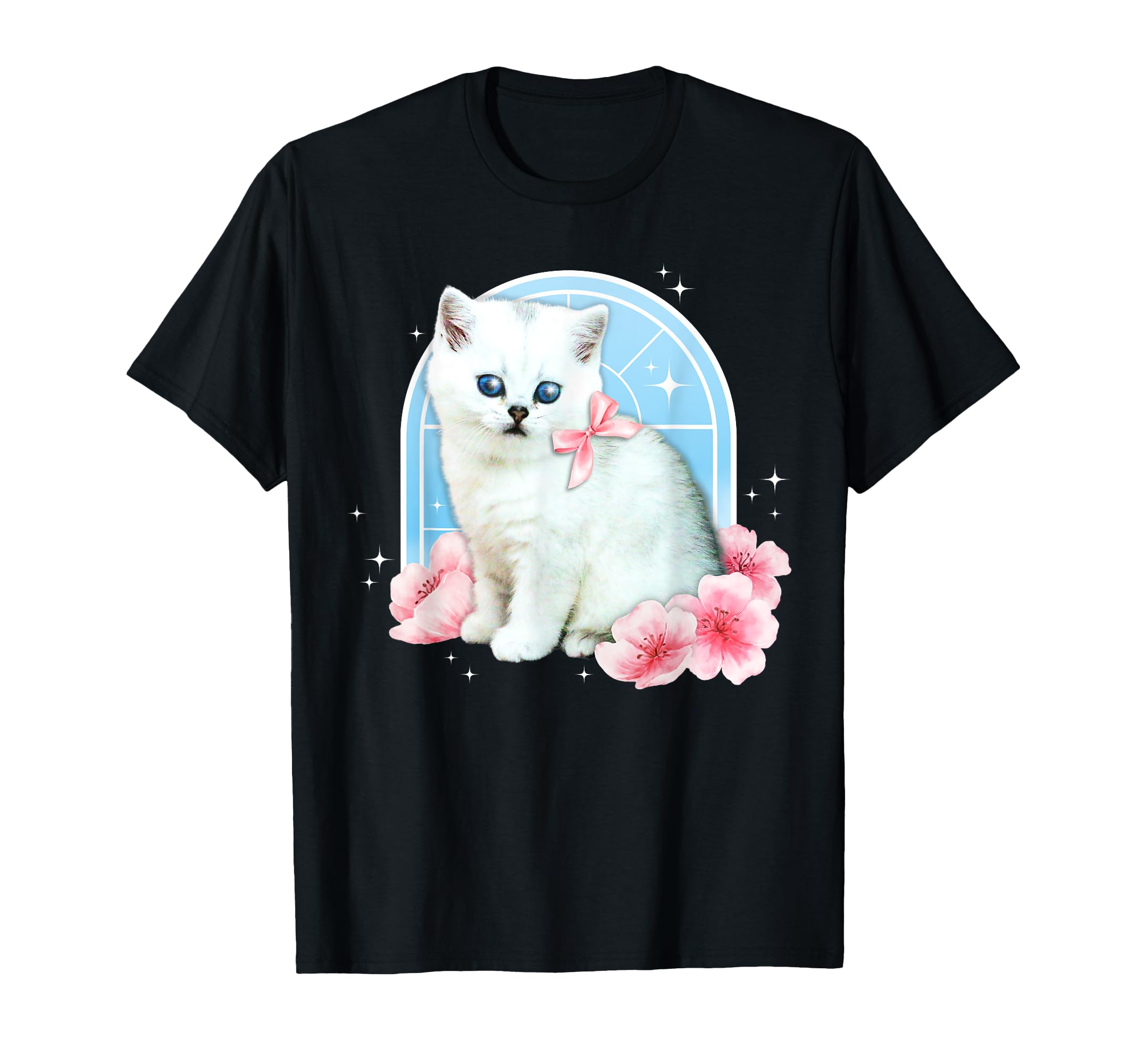 Y2K Aesthetic Cat Flower 90S 2000S T-Shirt - Custom Art Print Unisex - T-Shirt, Sweatshirt, Hoodie