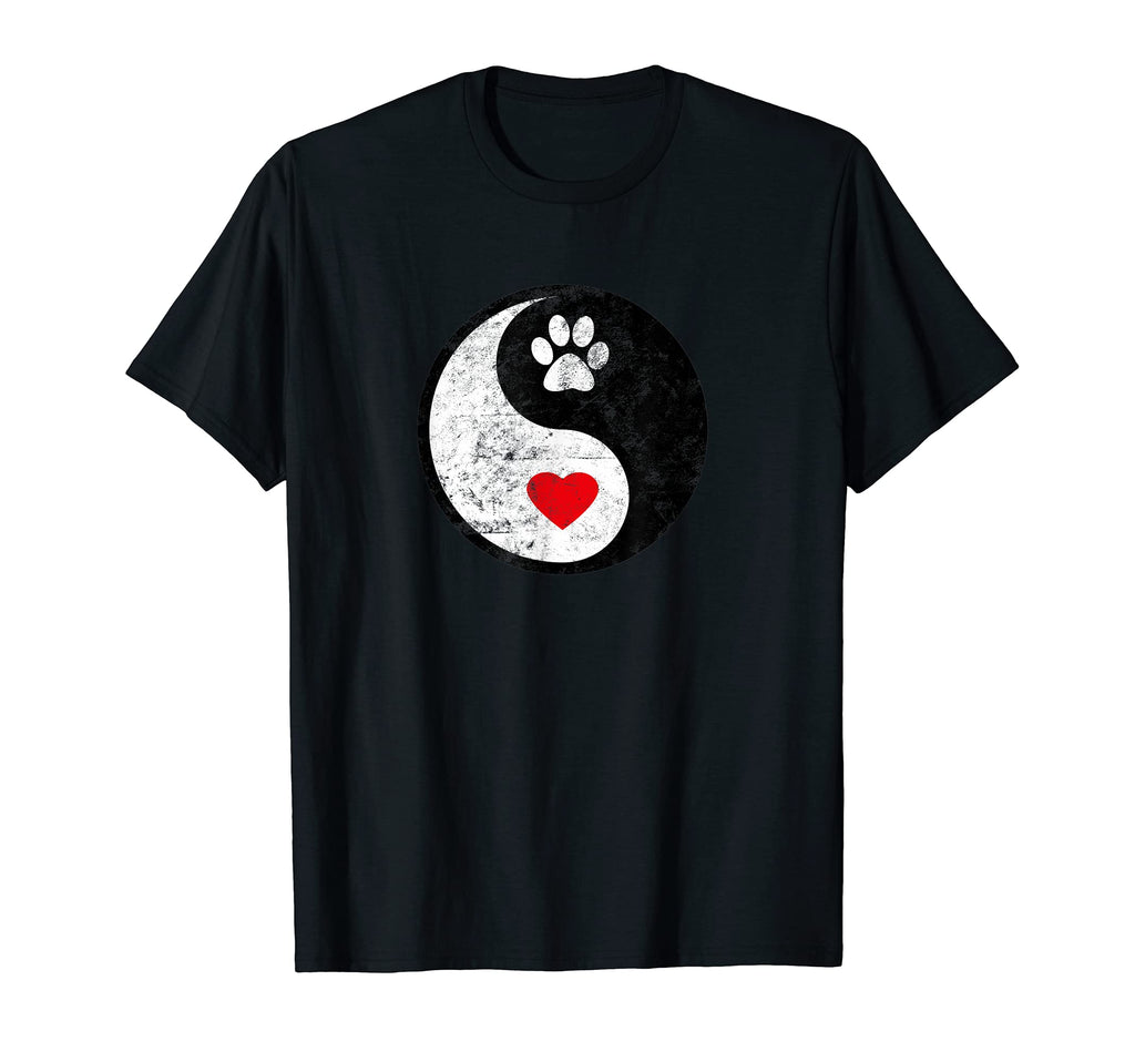 Yin Yang Dog Lover Heart Distressed T-Shirt - Custom Art Print Unisex - T-Shirt, Sweatshirt, Hoodie