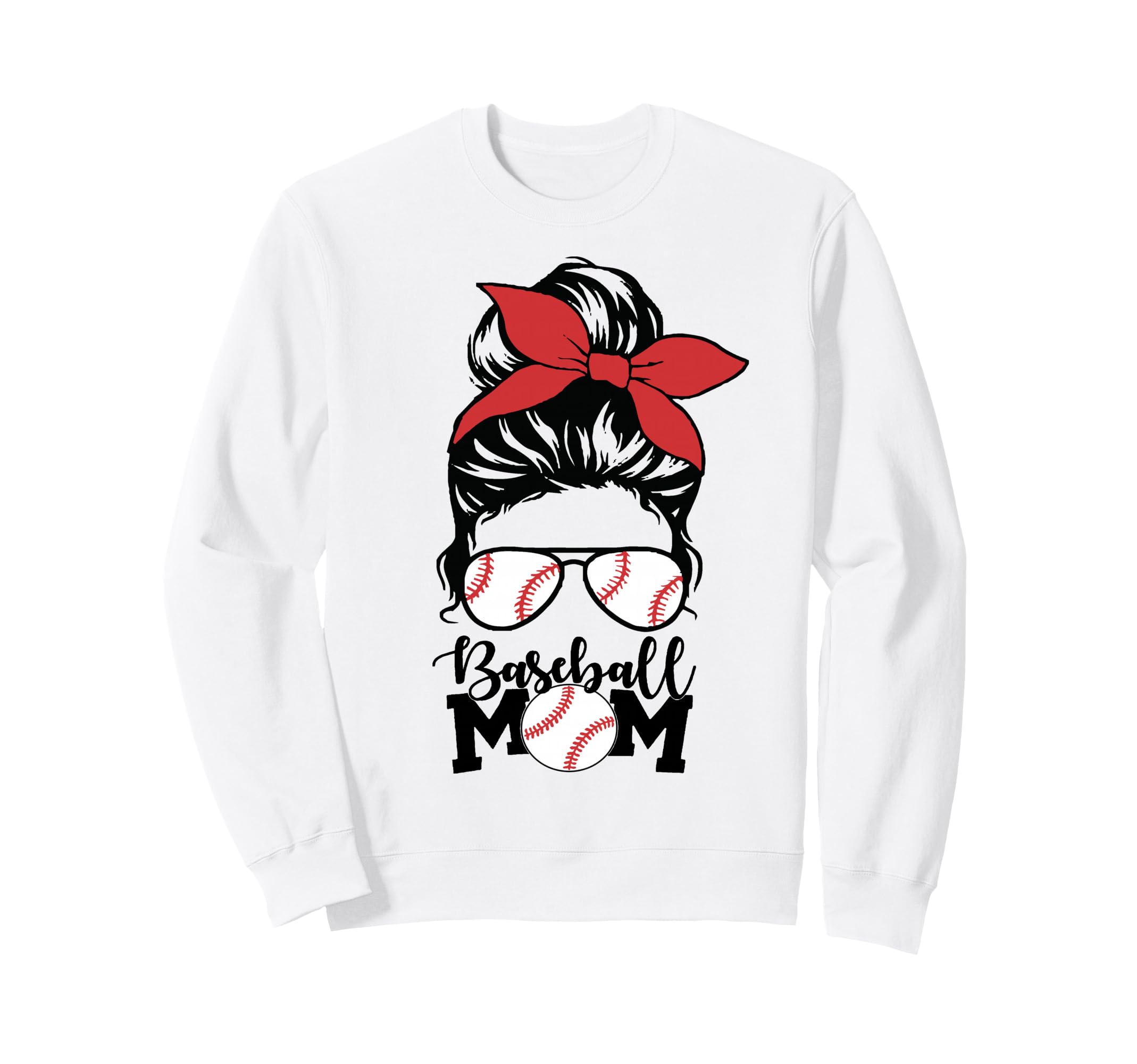Baseball Mama Messy Bun Game Field Day Sweatshirt - Novelty Apparel Unisex - T-Shirt, Sweatshirt, Hoodie