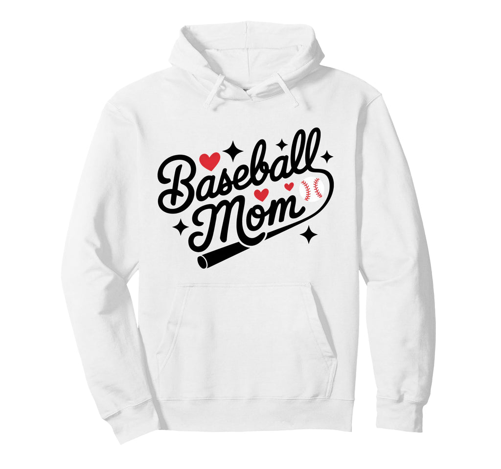 Baseball Mom Sports Mother Womens Hoodie - Minimalist Print for Adults - T-Shirt, Sweatshirt, Hoodie