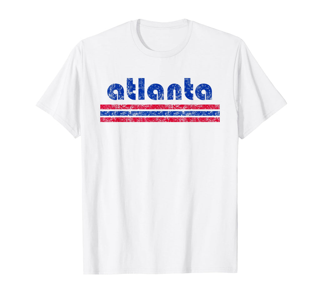 Atlanta Three Stripe Weathered T-Shirt - Casual Everyday Wear Men Women - T-Shirt, Sweatshirt, Hoodie