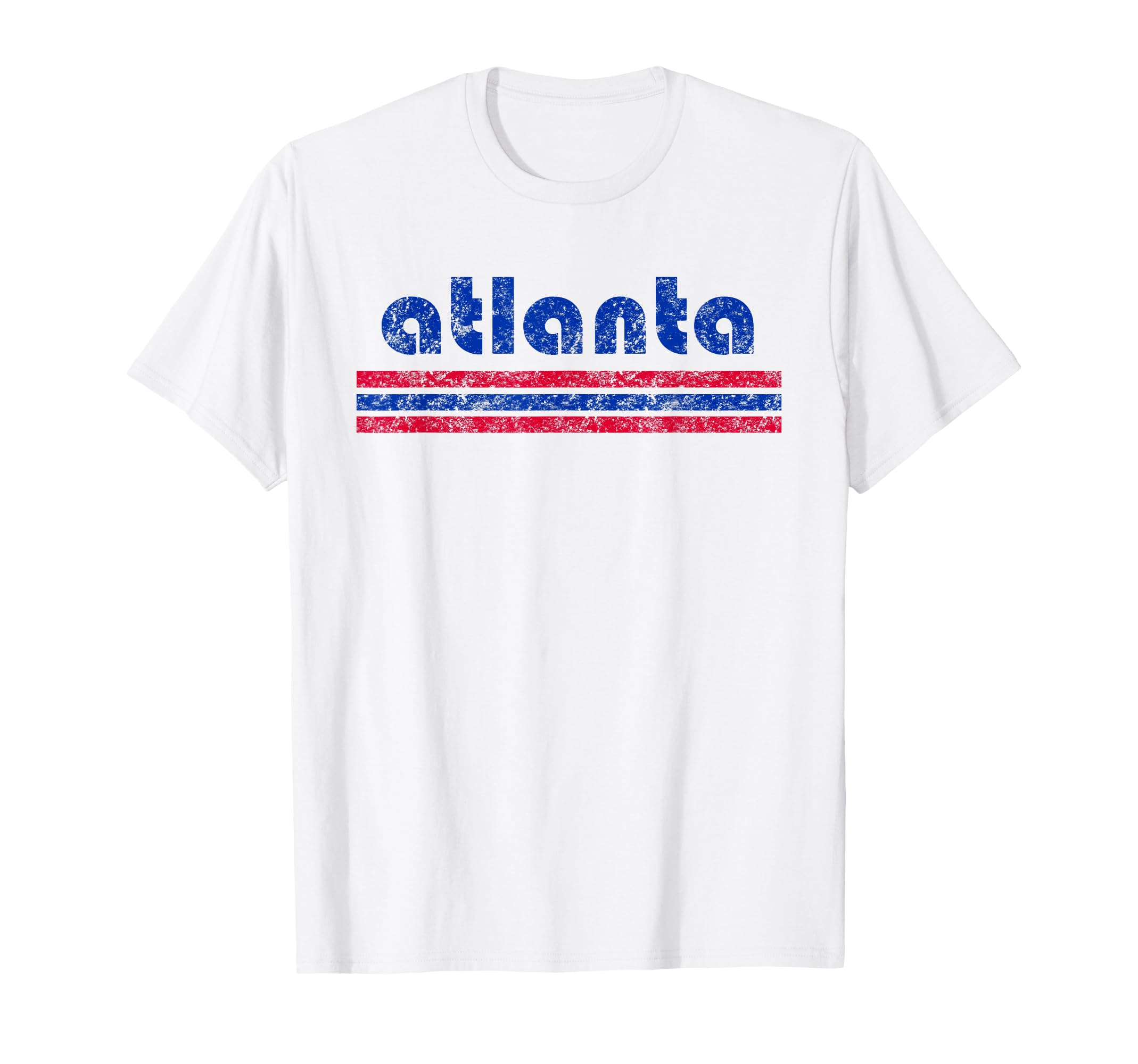 Atlanta Three Stripe Weathered T-Shirt - Casual Everyday Wear Men Women - T-Shirt, Sweatshirt, Hoodie