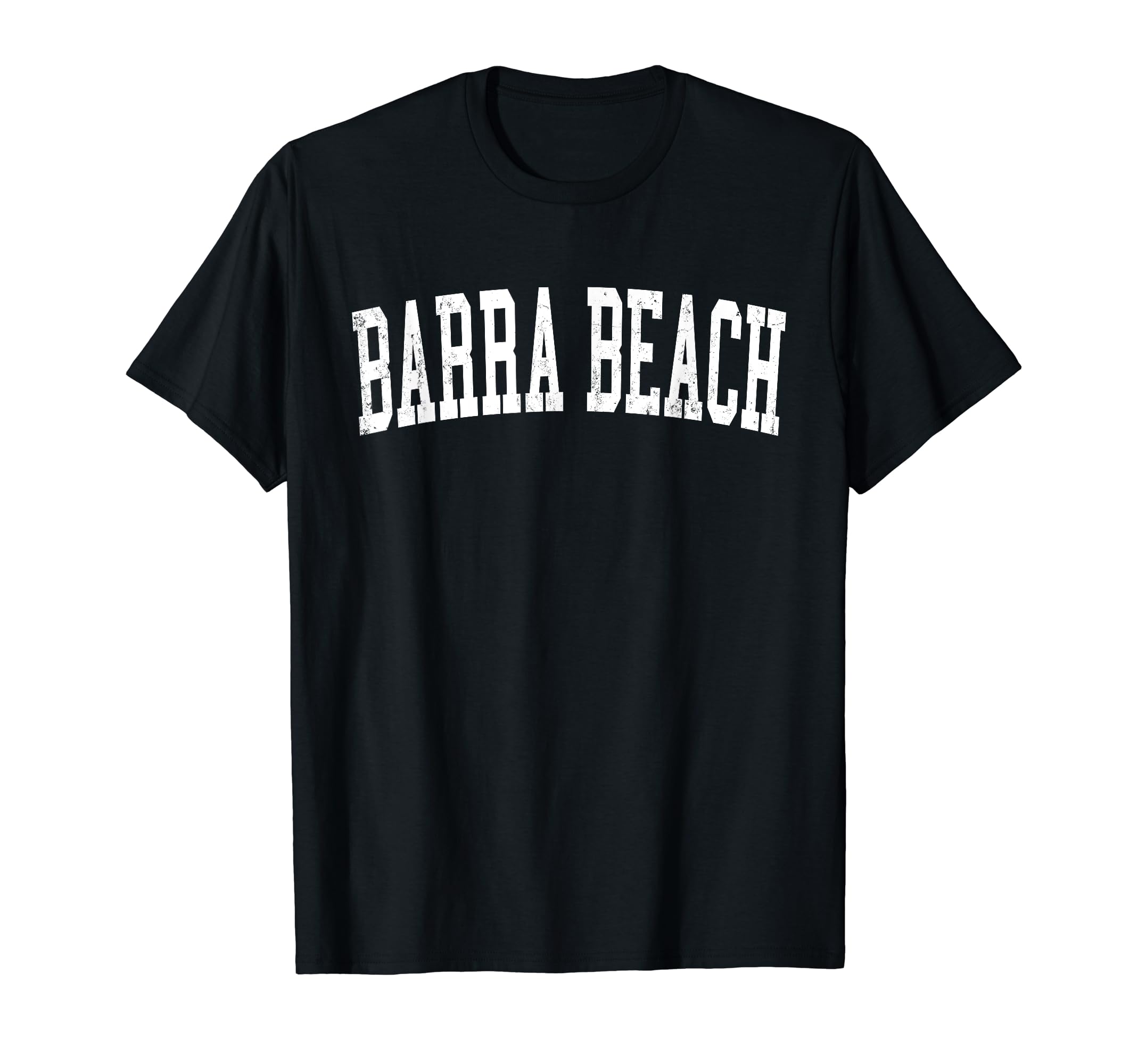 Barra Beach Distressed White Varsity T-Shirt - Trendy Graphic for Adults - T-Shirt, Sweatshirt, Hoodie