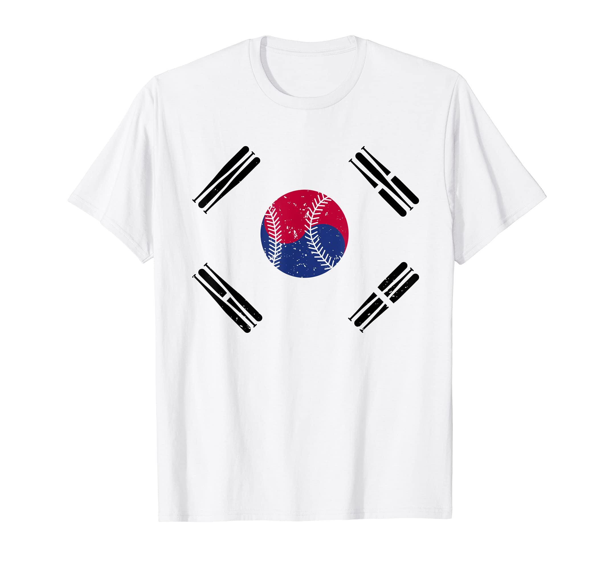 South Korea Baseball Distressed Flag T-Shirt - Minimalist Print Unisex - T-Shirt, Sweatshirt, Hoodie