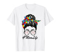 Autism Mom Baseball Messy Bun Bandana T-Shirt - Novelty Apparel Unisex - T-Shirt, Sweatshirt, Hoodie