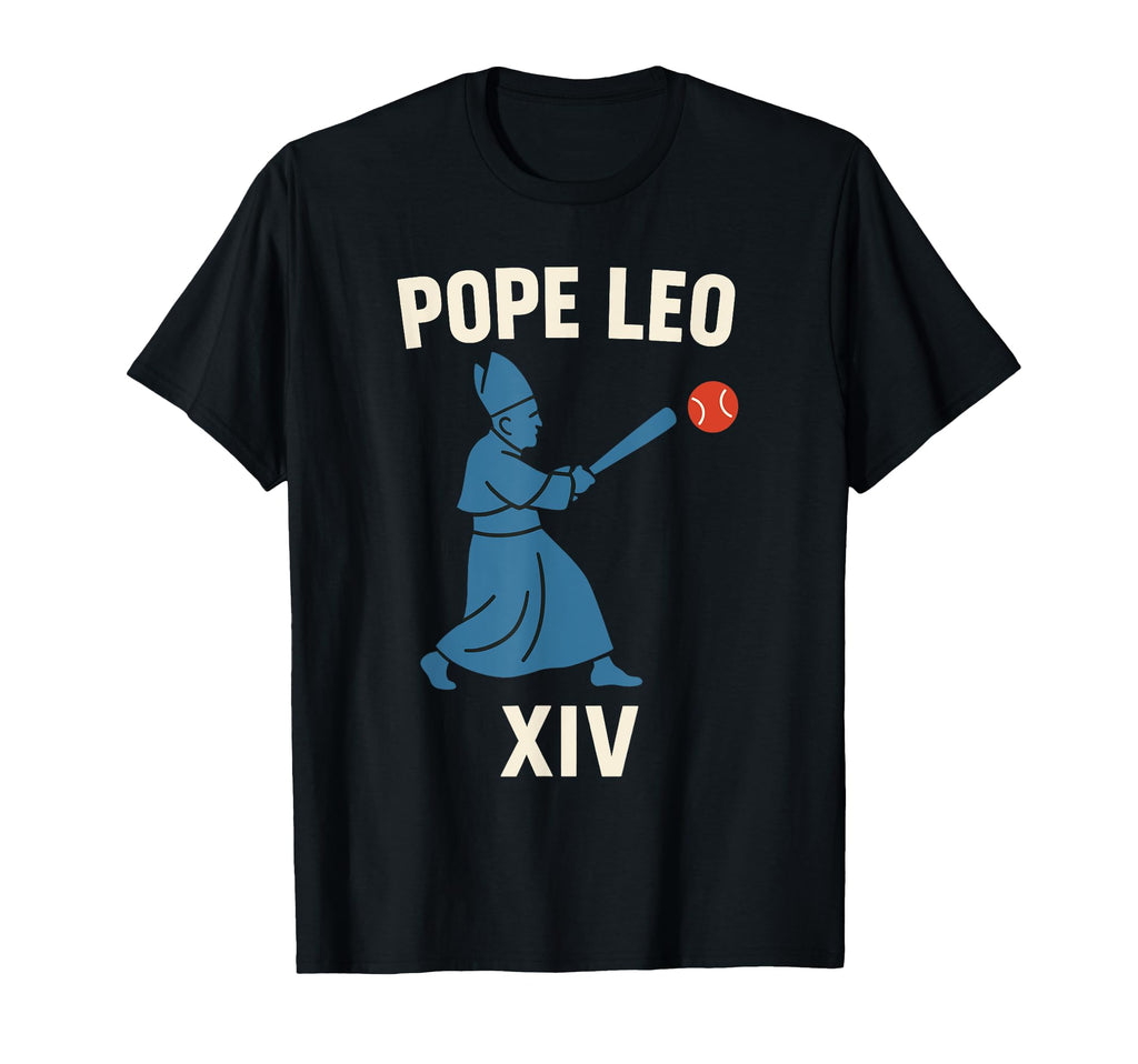Pope Leo Xiv Swinging Baseball Bat T-Shirt - Custom Art Print for Adults - T-Shirt, Sweatshirt, Hoodie