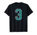 Teal And White Number 3 Jersey Player T-Shirt - Graphic Print for Adults - T-Shirt, Sweatshirt, Hoodie