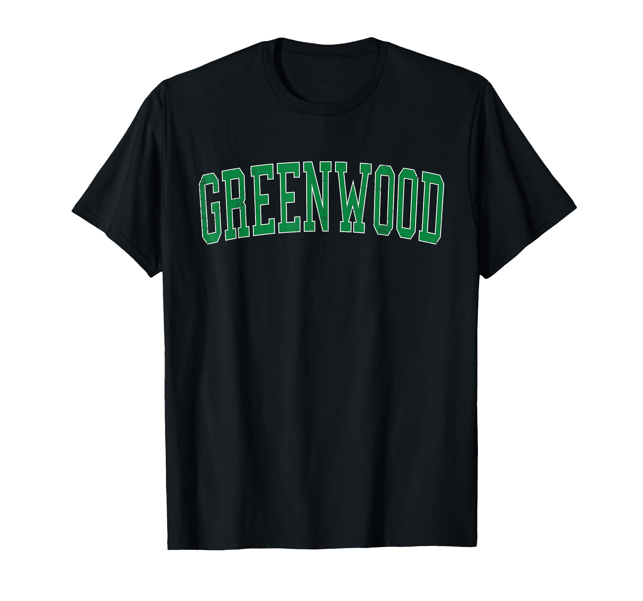Greenwood Distressed Green Varsity T-Shirt - Custom Art Print Unisex - T-Shirt, Sweatshirt, Hoodie