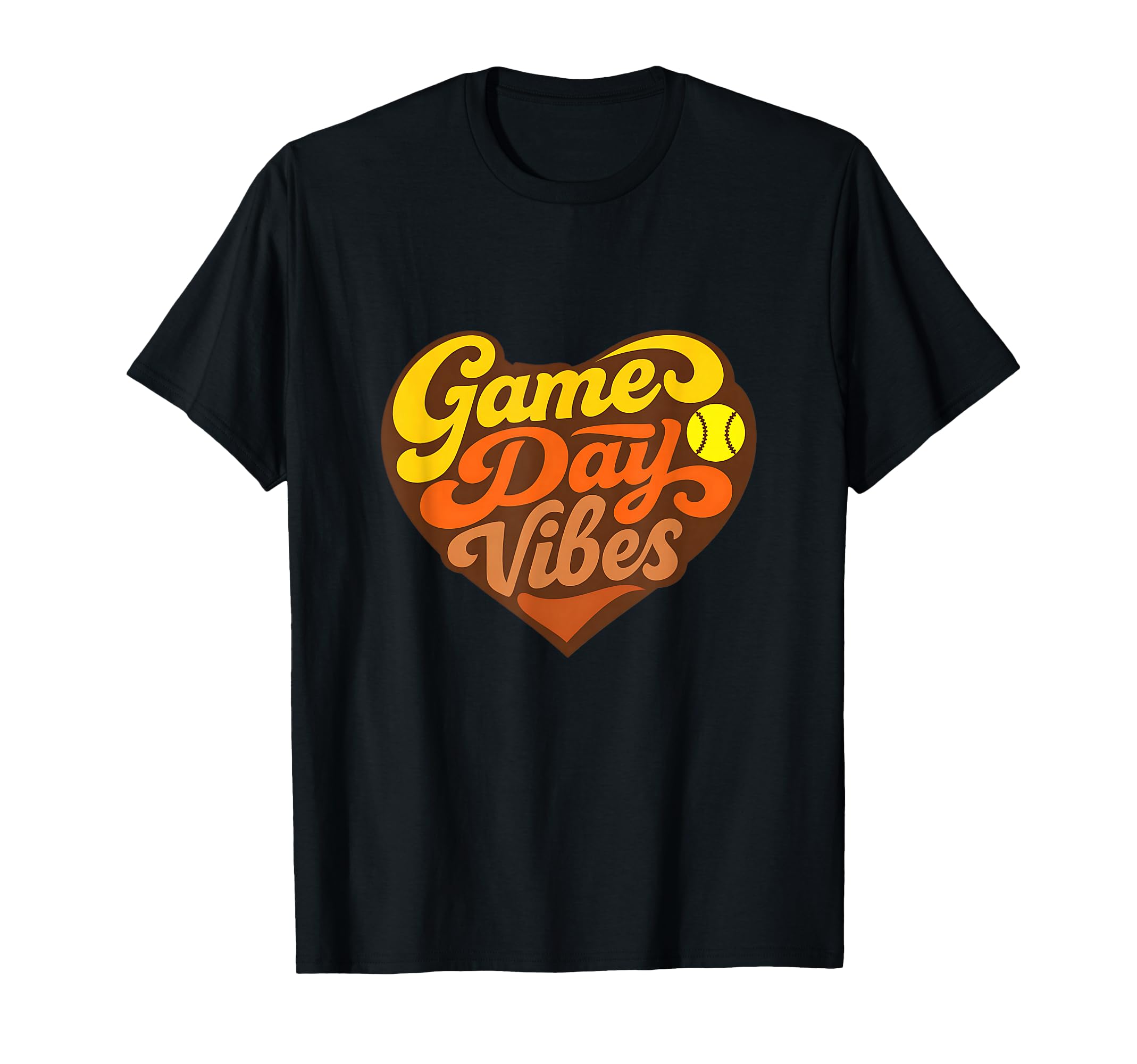 Softball Game Day Vibes Heart T-Shirt - Aesthetic Graphic for Adults - T-Shirt, Sweatshirt, Hoodie