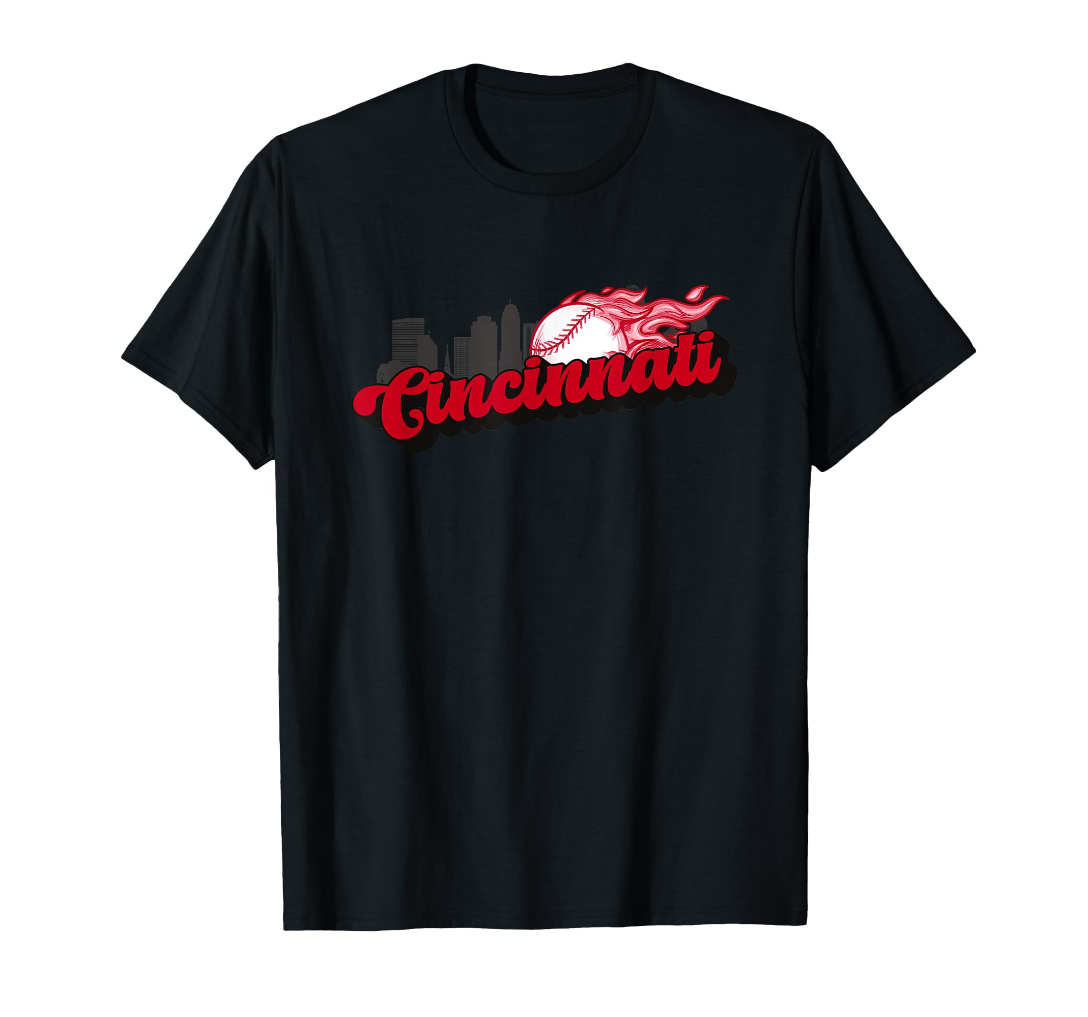 Cincinnati Baseball City Skyline T-Shirt - Custom Art Print for Adults - T-Shirt, Sweatshirt, Hoodie