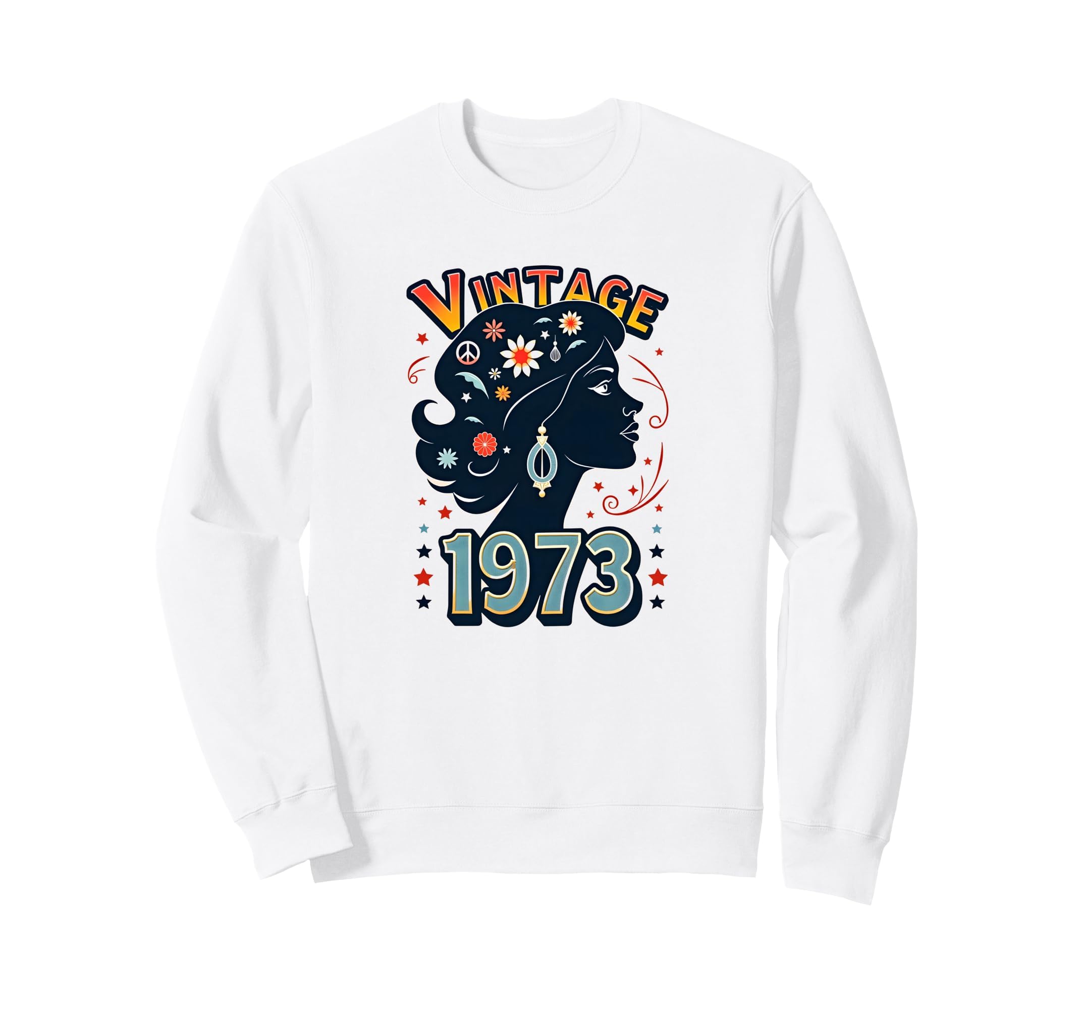 1973 Flower Power Peace Hippie Sweatshirt - Custom Art Print Unisex - T-Shirt, Sweatshirt, Hoodie