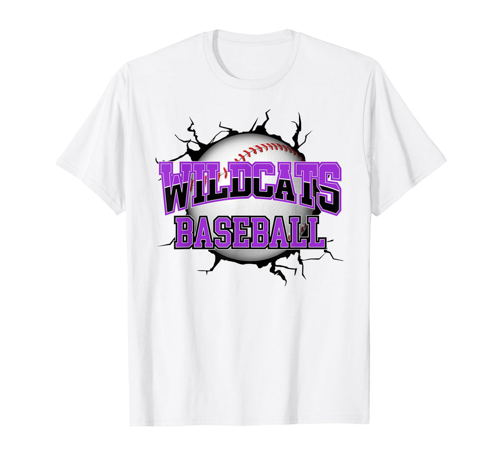 Wildcats Baseball Break Purple Wildcat T-Shirt - Unique Graphic for Adults - T-Shirt, Sweatshirt, Hoodie
