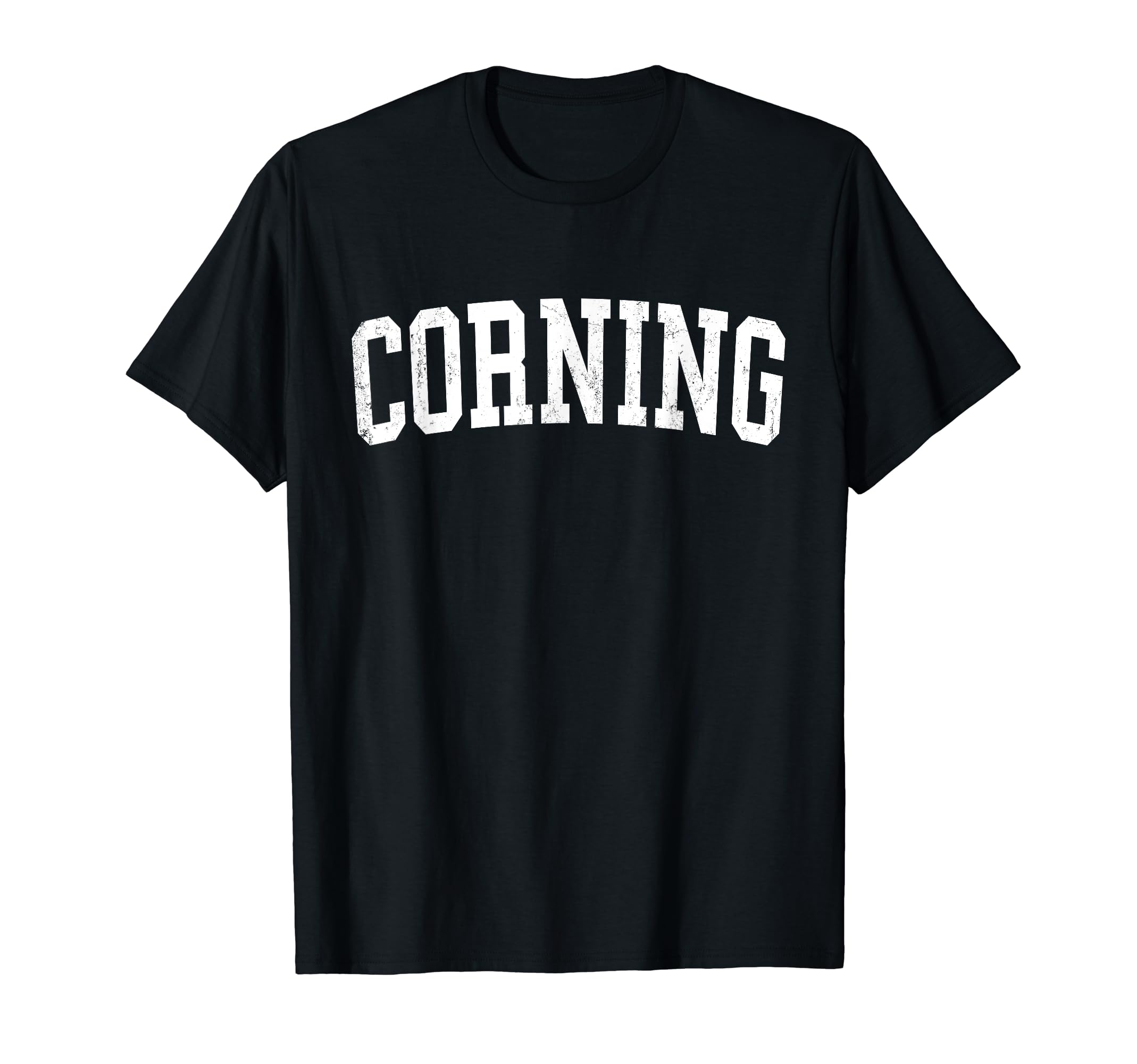 Corning Ny Distressed White Varsity T-Shirt - Trendy Graphic for Adults - T-Shirt, Sweatshirt, Hoodie